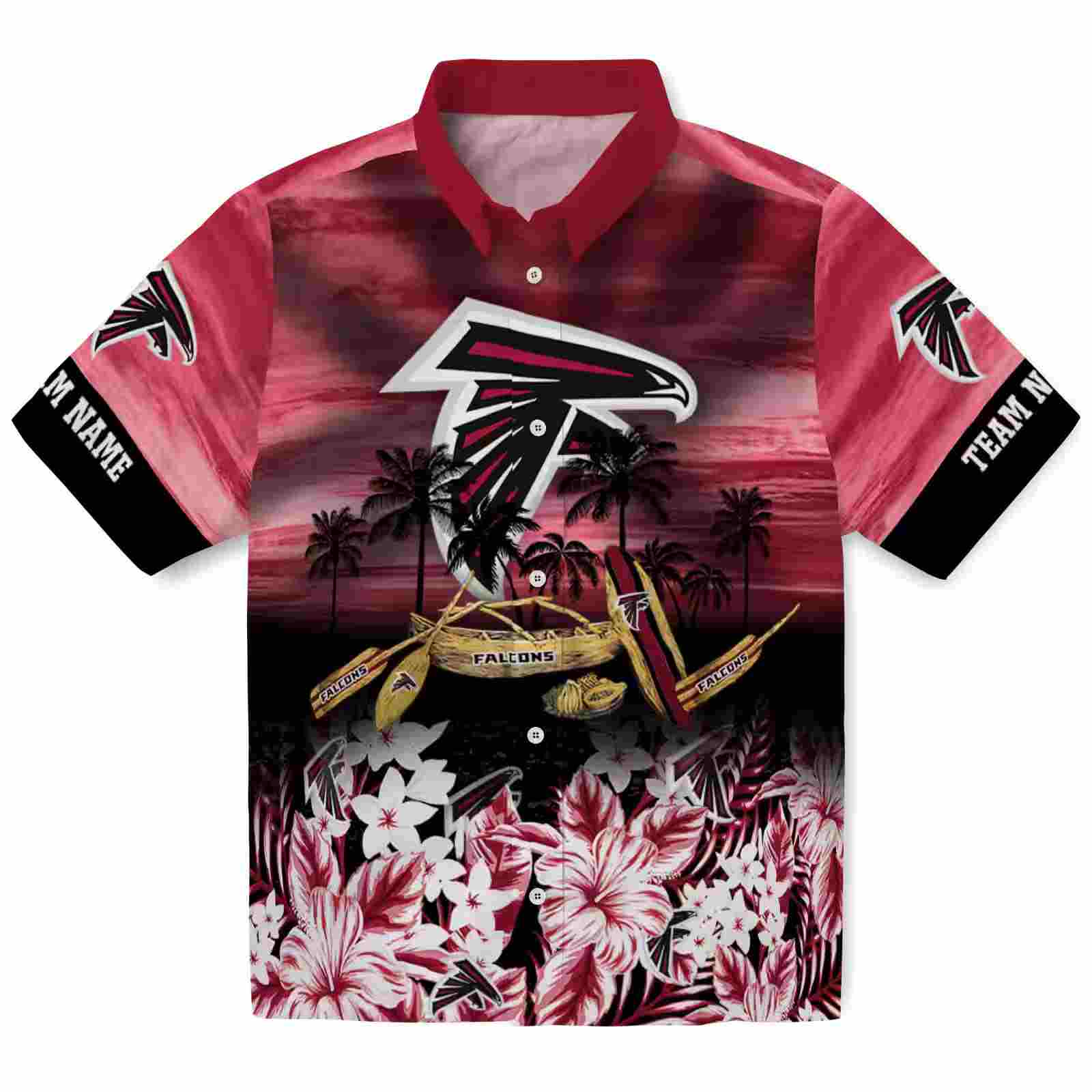 Custom Atlanta Falcons Tropical Canoe Red Hawaiian Shirt