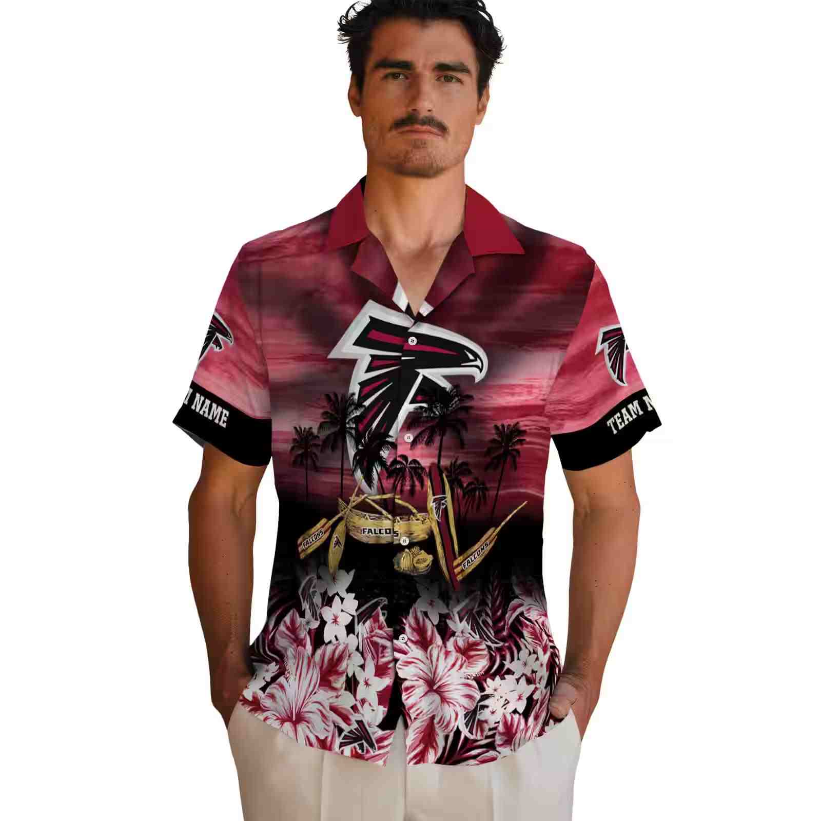 custom atlanta falcons tropical canoe red hawaiian shirt fashion forward