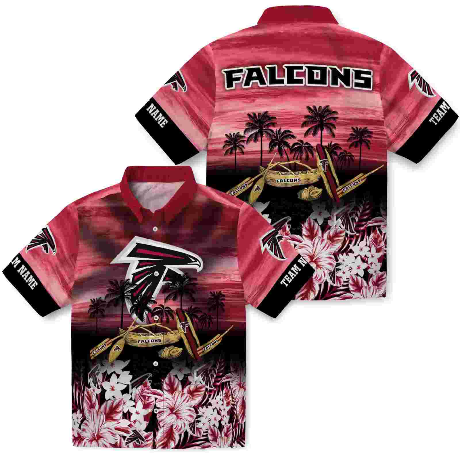 custom atlanta falcons tropical canoe red hawaiian shirt high quality