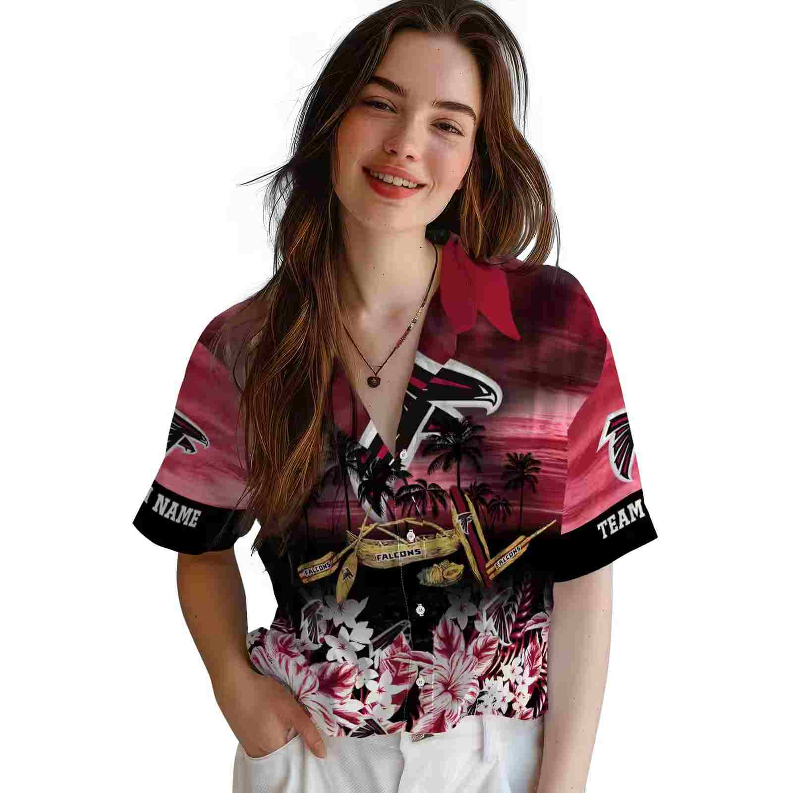 custom atlanta falcons tropical canoe red hawaiian shirt latest model