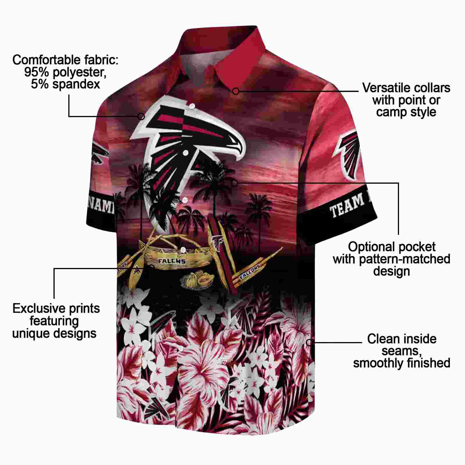 custom atlanta falcons tropical canoe red hawaiian shirt new arrival