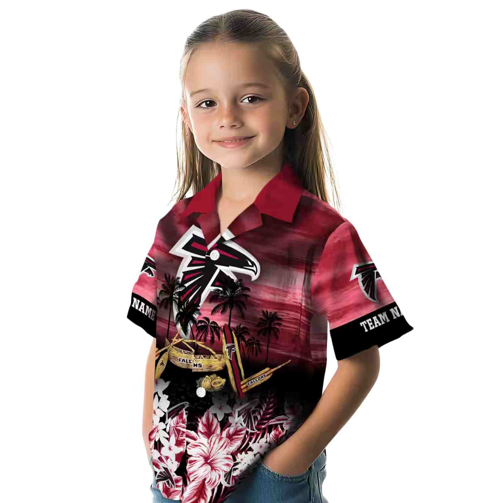 custom atlanta falcons tropical canoe red hawaiian shirt premium grade