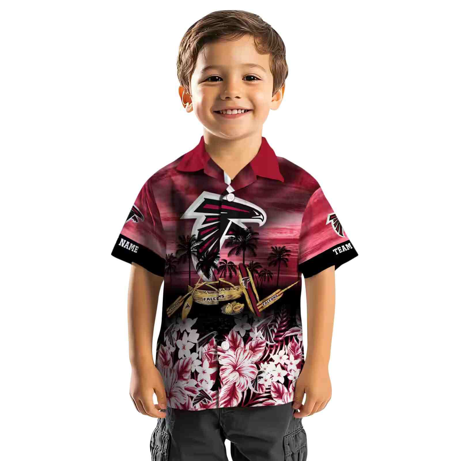 custom atlanta falcons tropical canoe red hawaiian shirt top rated