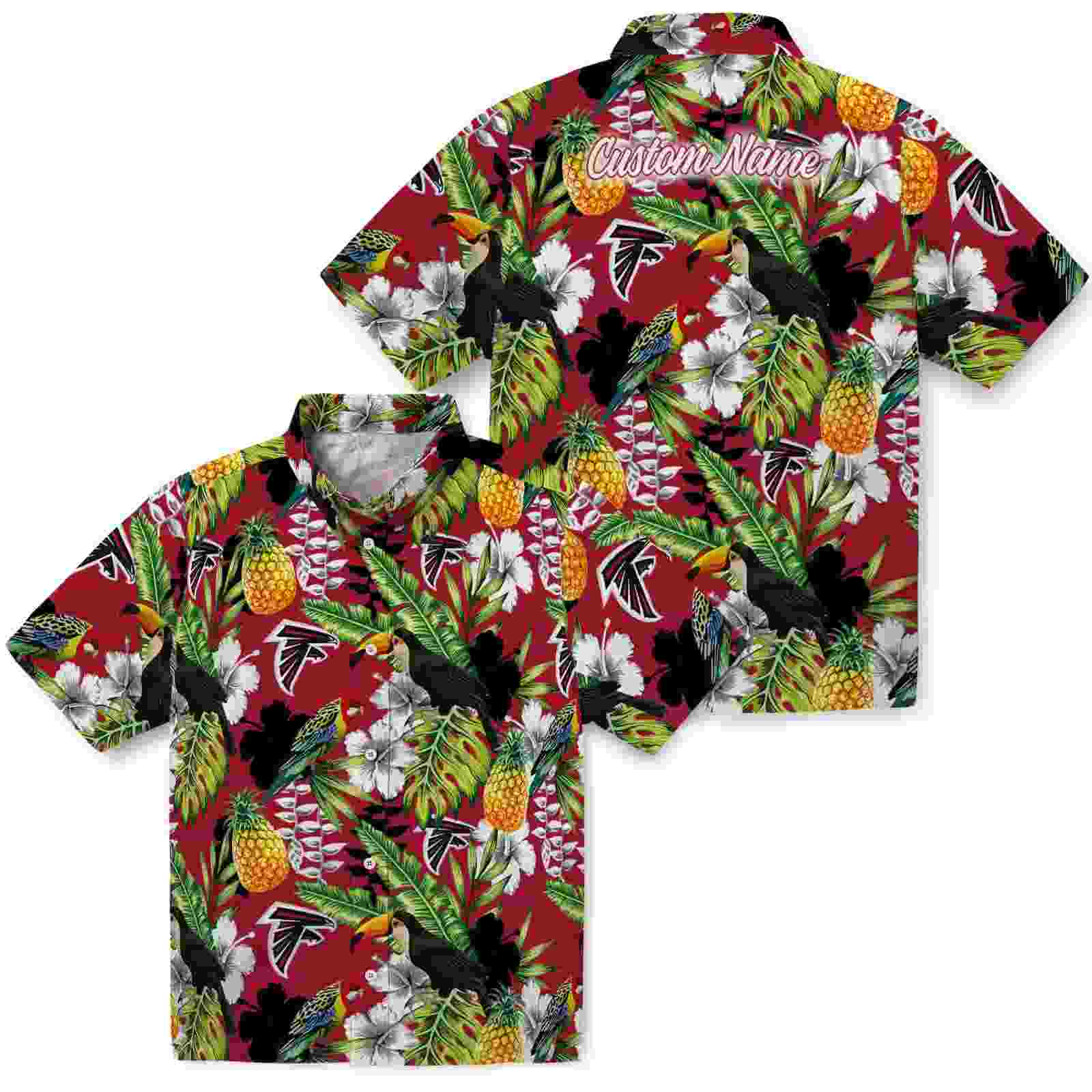 custom atlanta falcons tropical toucan red green hawaiian shirt high quality