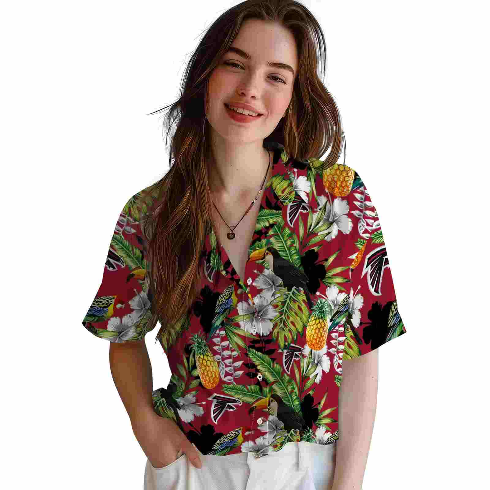 custom atlanta falcons tropical toucan red green hawaiian shirt latest model