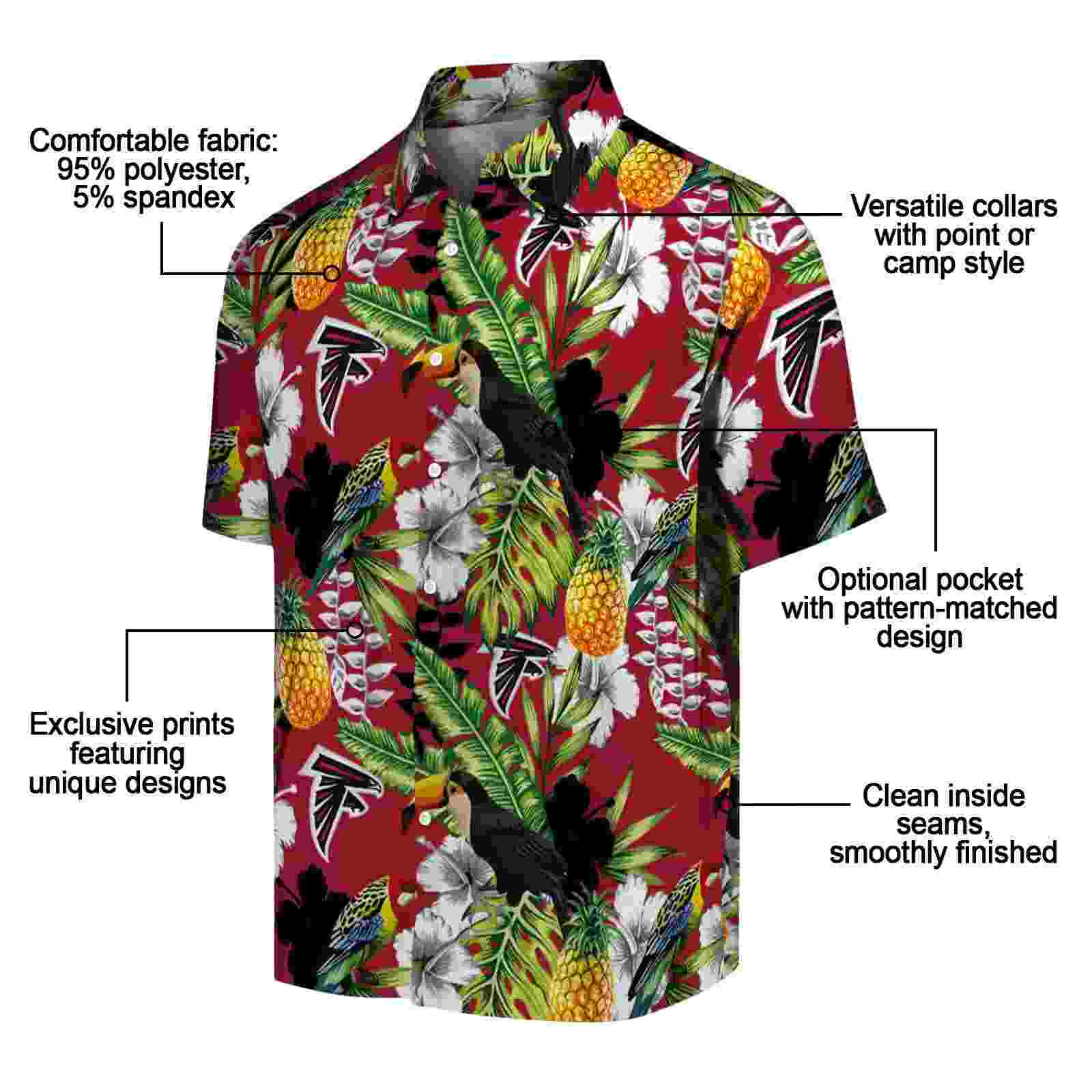 custom atlanta falcons tropical toucan red green hawaiian shirt new arrival