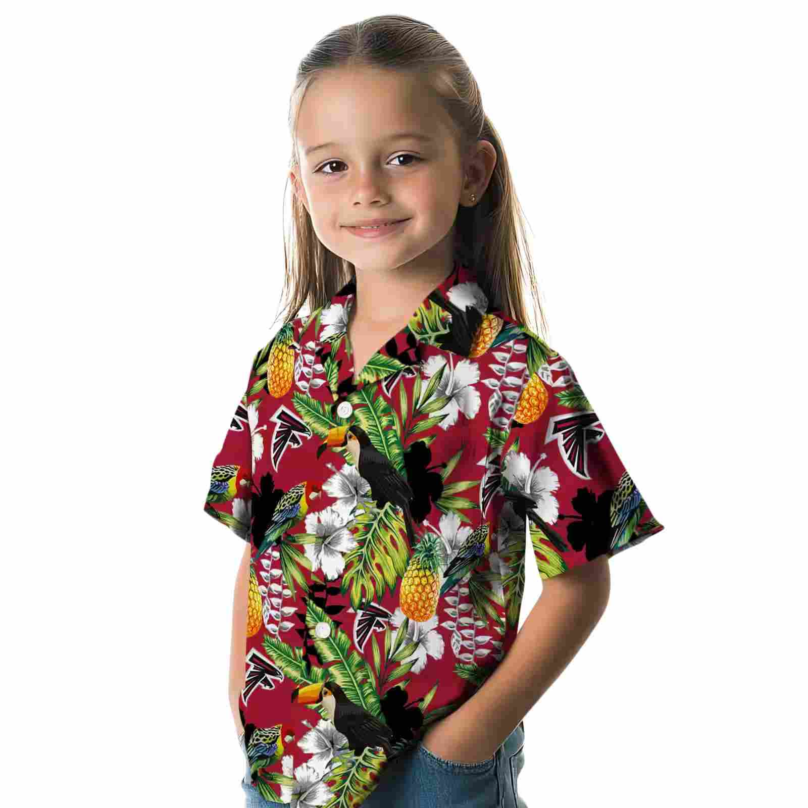 custom atlanta falcons tropical toucan red green hawaiian shirt premium grade