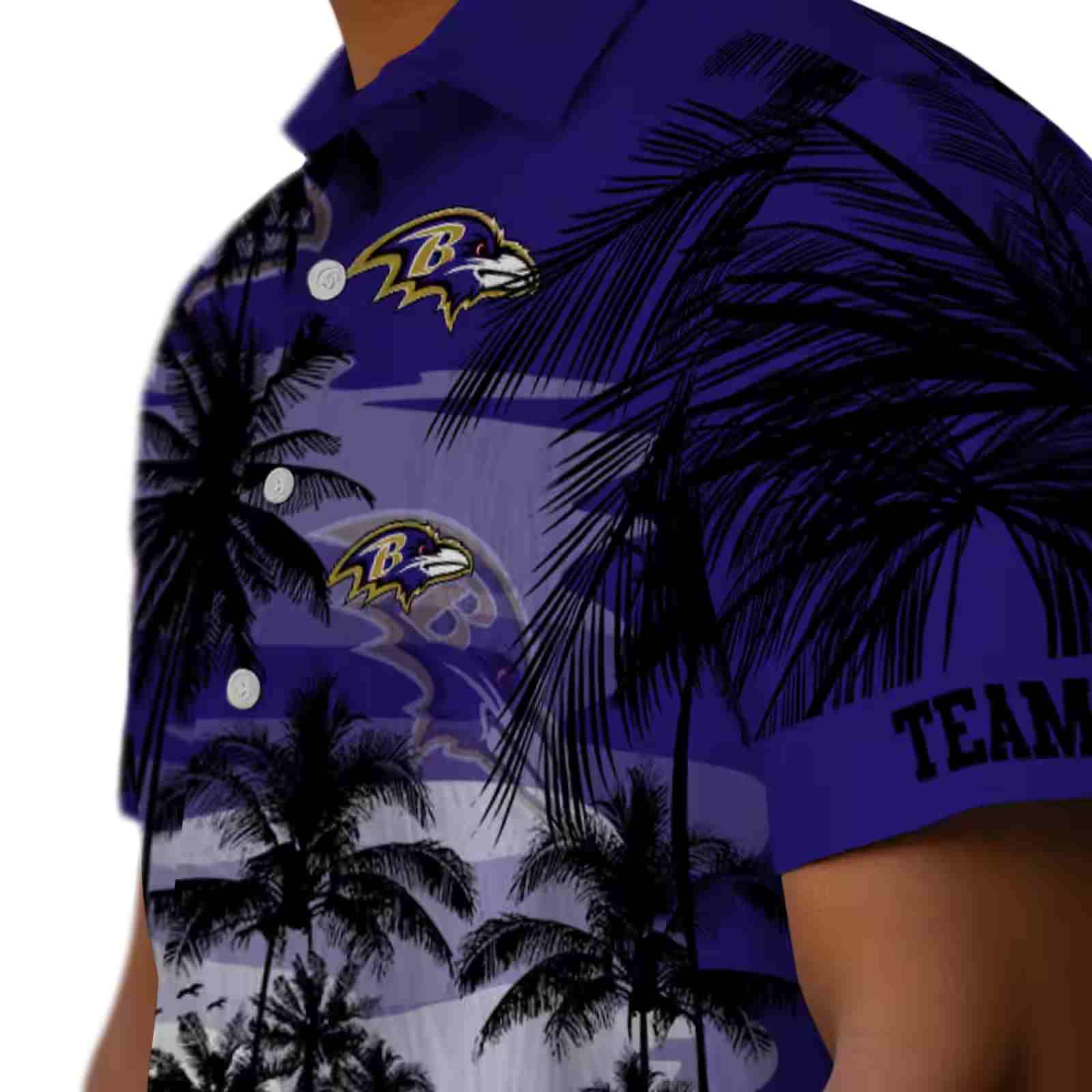 custom baltimore ravens sunset scene purple black hawaiian shirt trendy