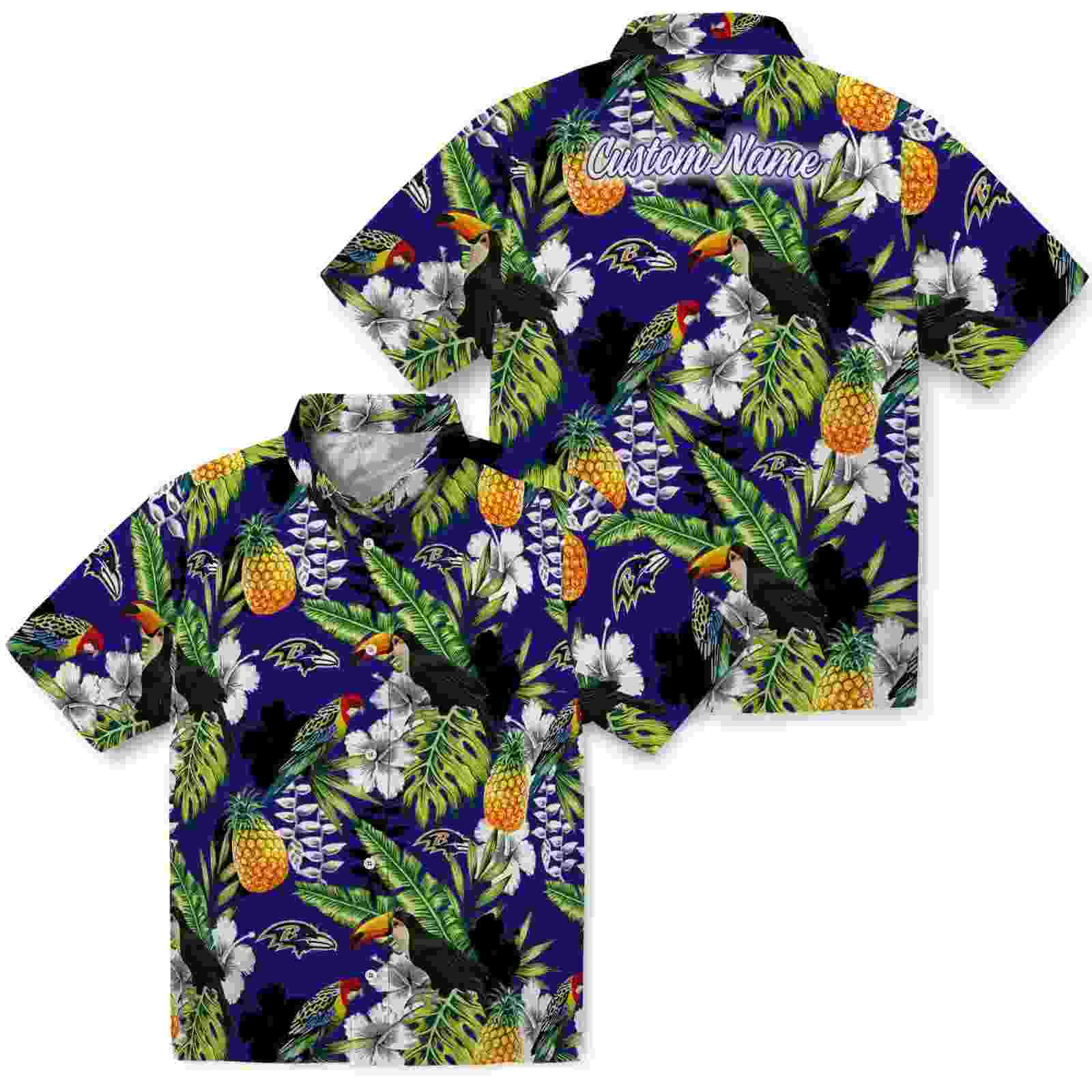 custom baltimore ravens tropical toucan purple green hawaiian shirt high quality