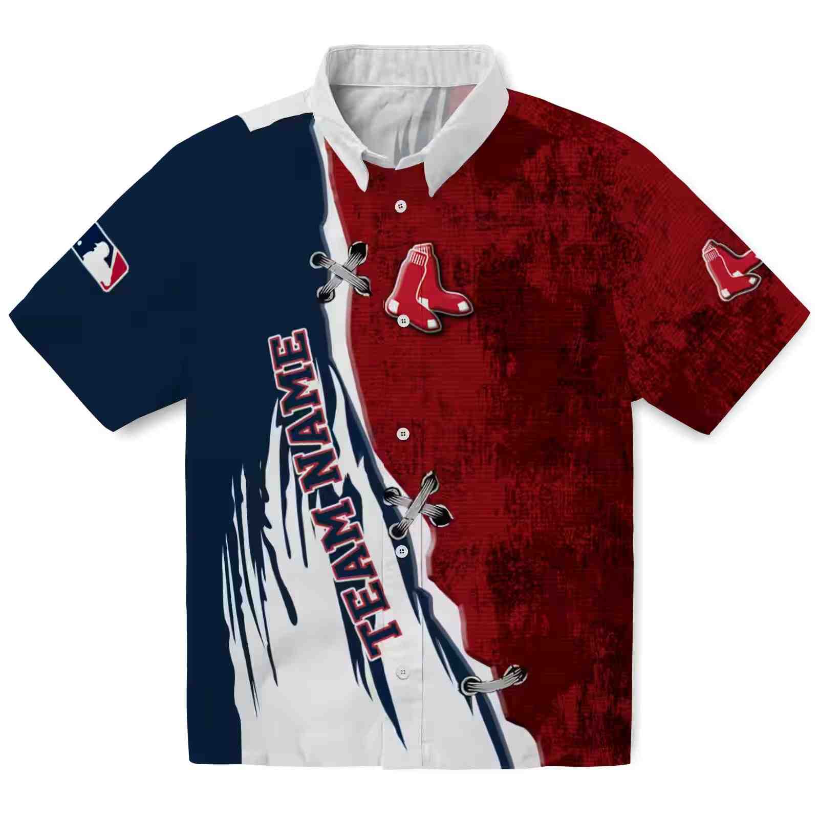 Custom Boston Red Sox Edgy Streaks Red White Hawaiian Shirt