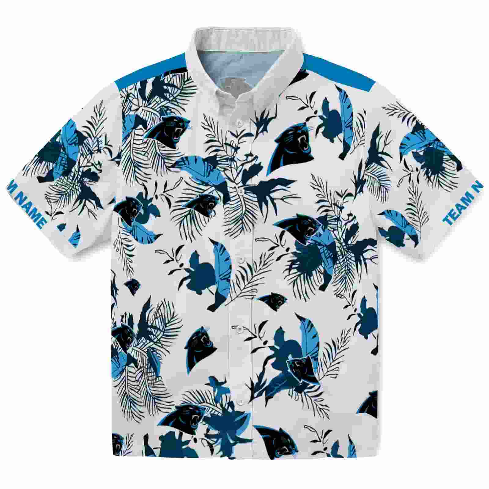 custom carolina panthers botanical theme blue white hawaiian shirt best selling