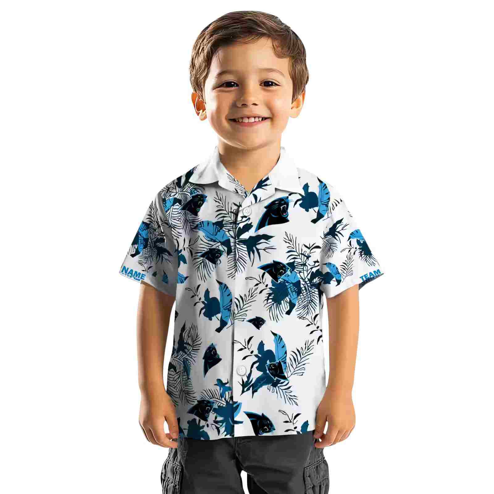 custom carolina panthers botanical theme blue white hawaiian shirt top rated