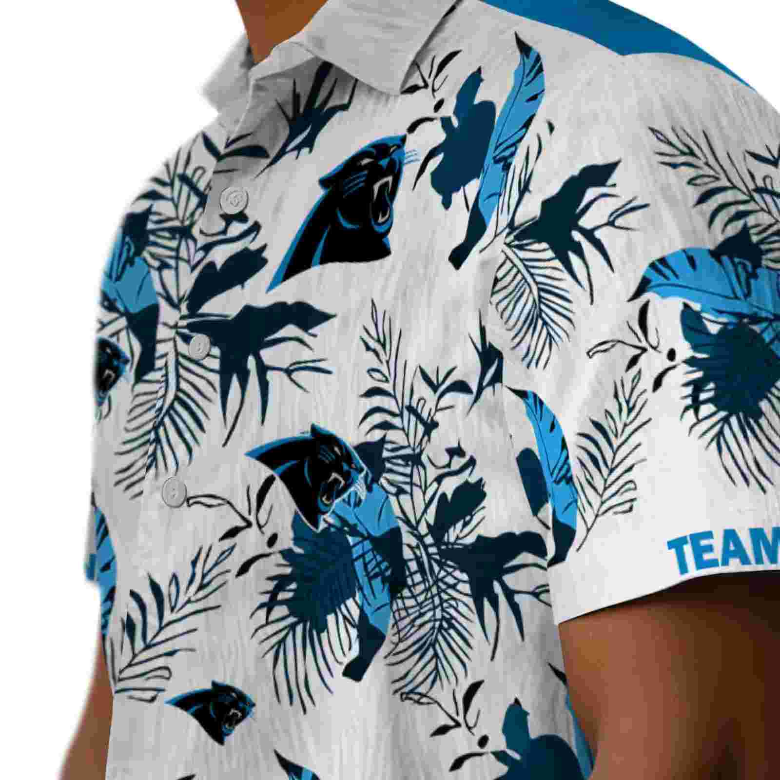 custom carolina panthers botanical theme blue white hawaiian shirt trendy