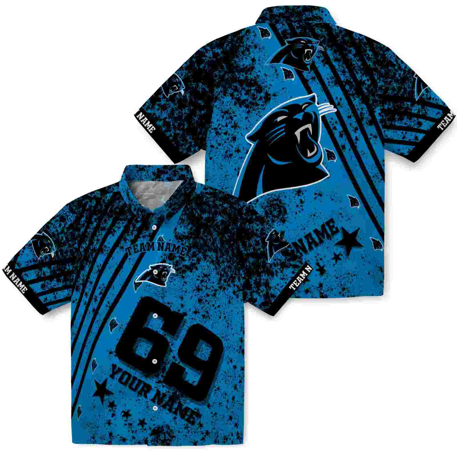 custom carolina panthers star stripes blue hawaiian shirt high quality