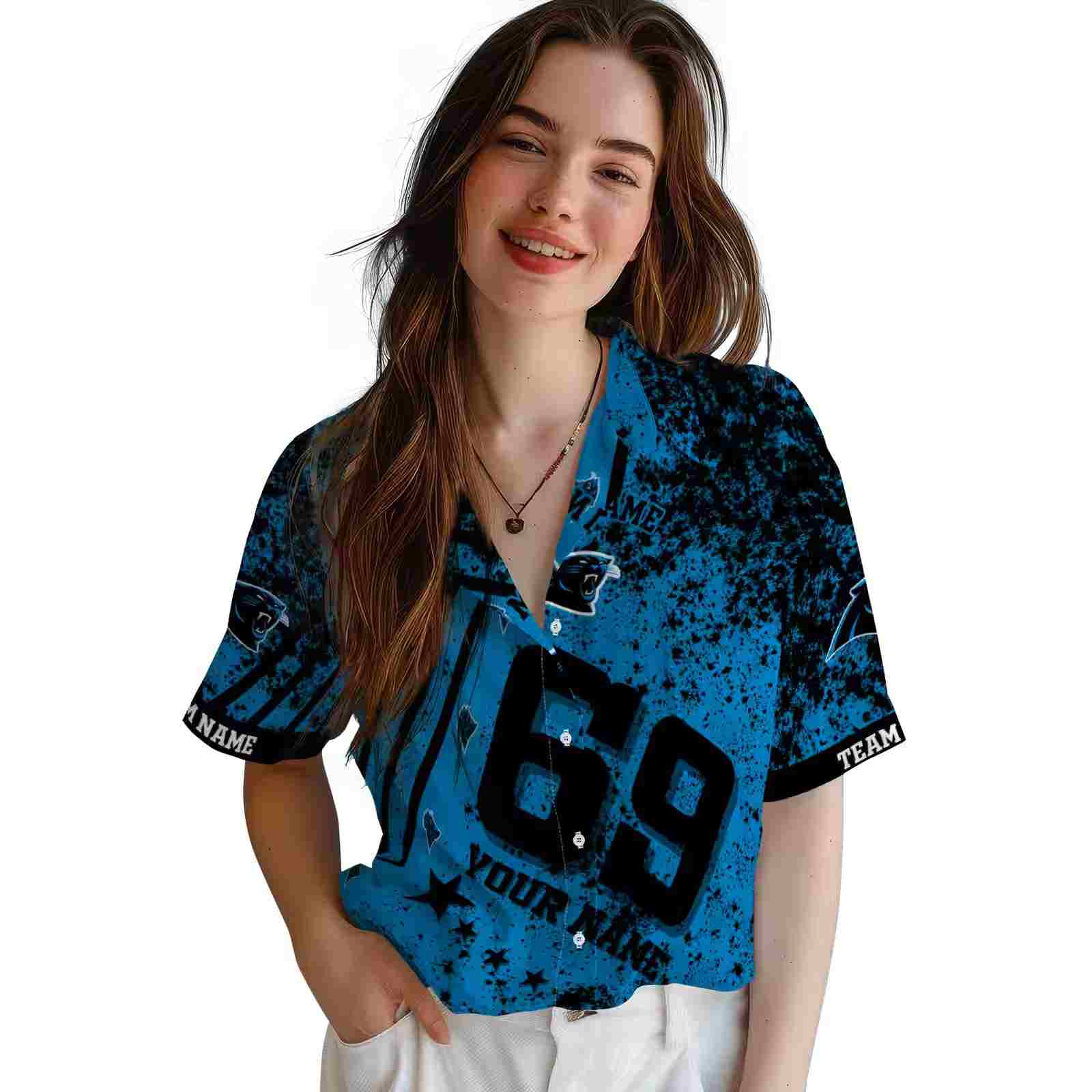 custom carolina panthers star stripes blue hawaiian shirt latest model