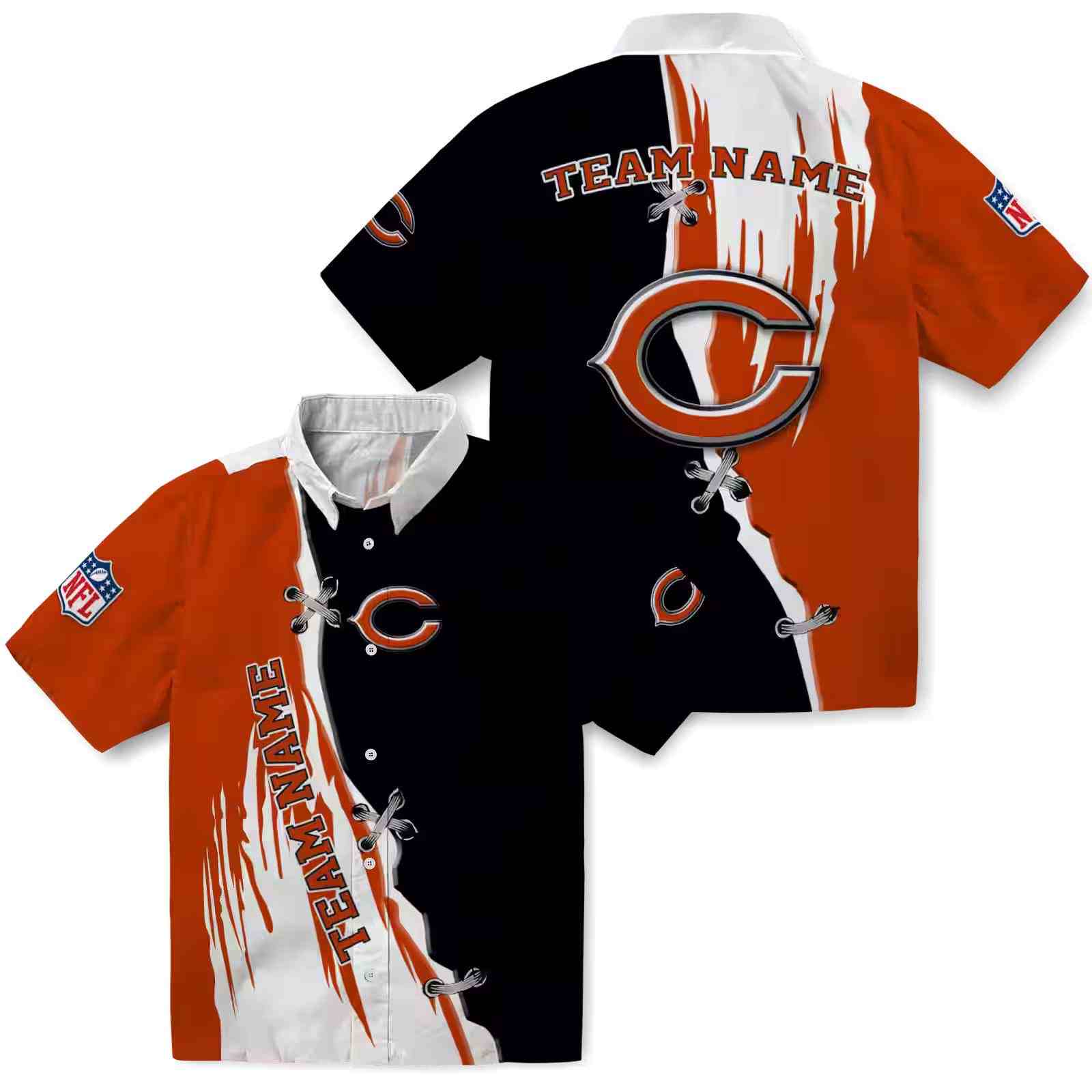 custom chicago bears edgy streaks blue white hawaiian shirt high quality