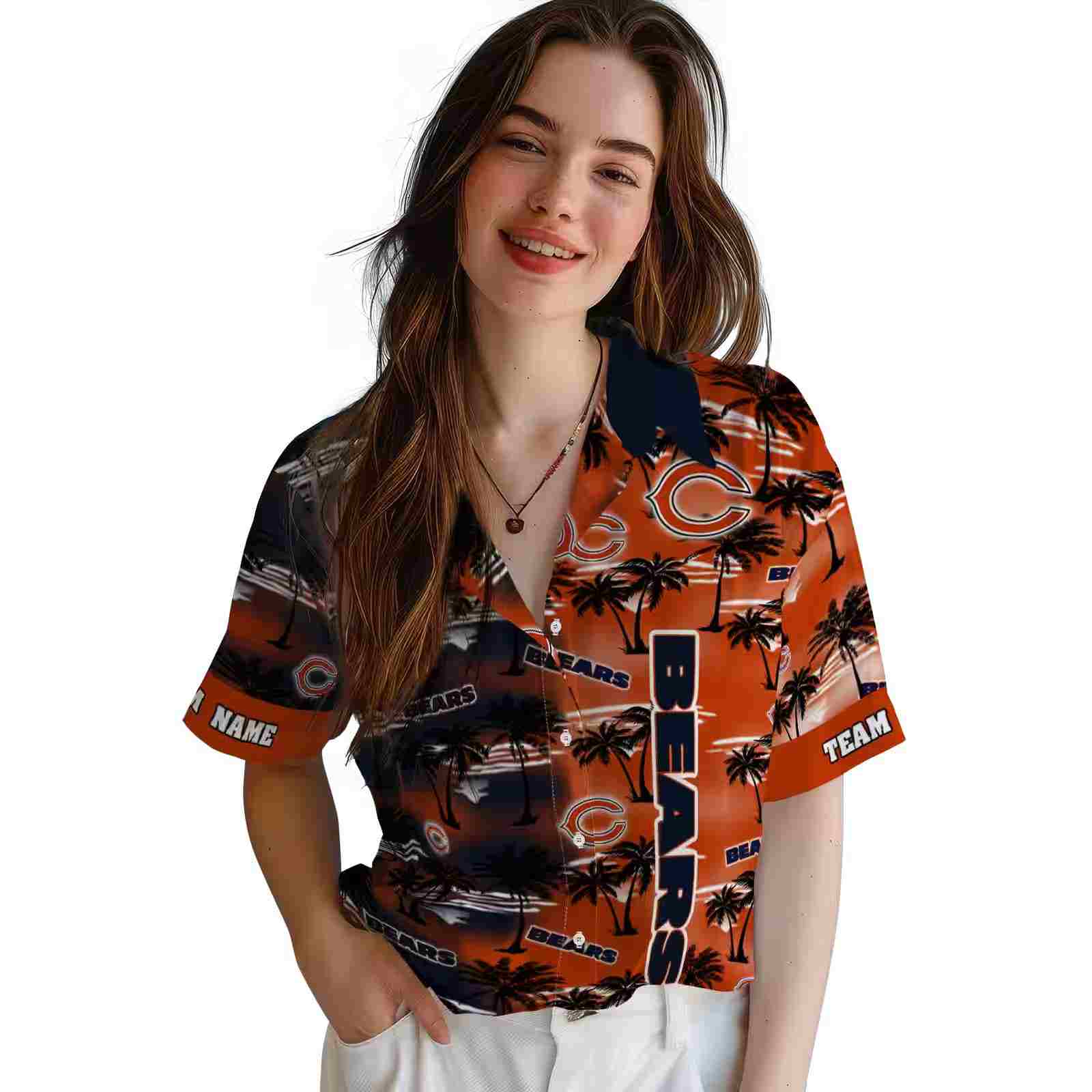 custom chicago bears palm silhouettes blue hawaiian shirt latest model