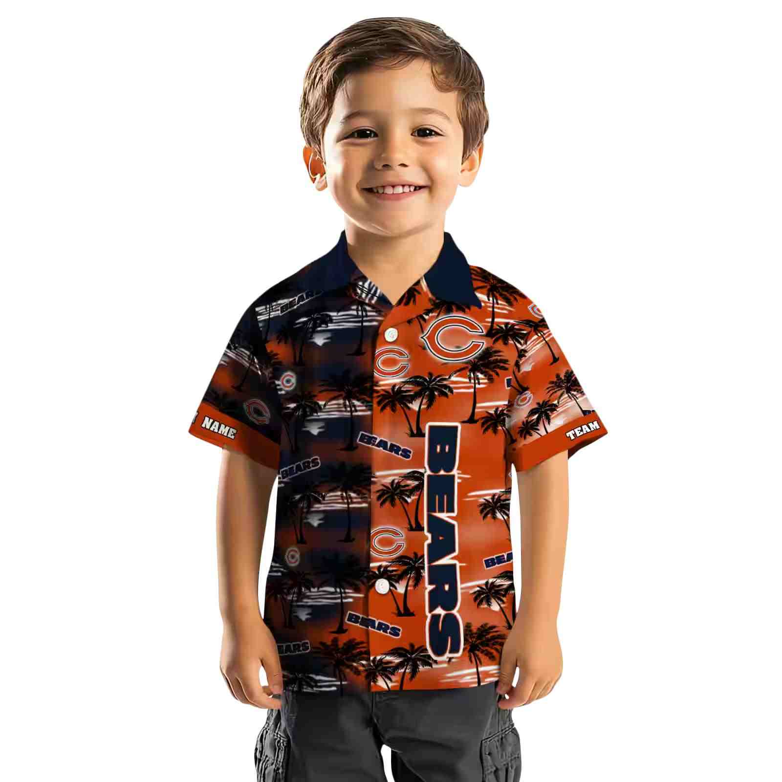 custom chicago bears palm silhouettes blue hawaiian shirt top rated