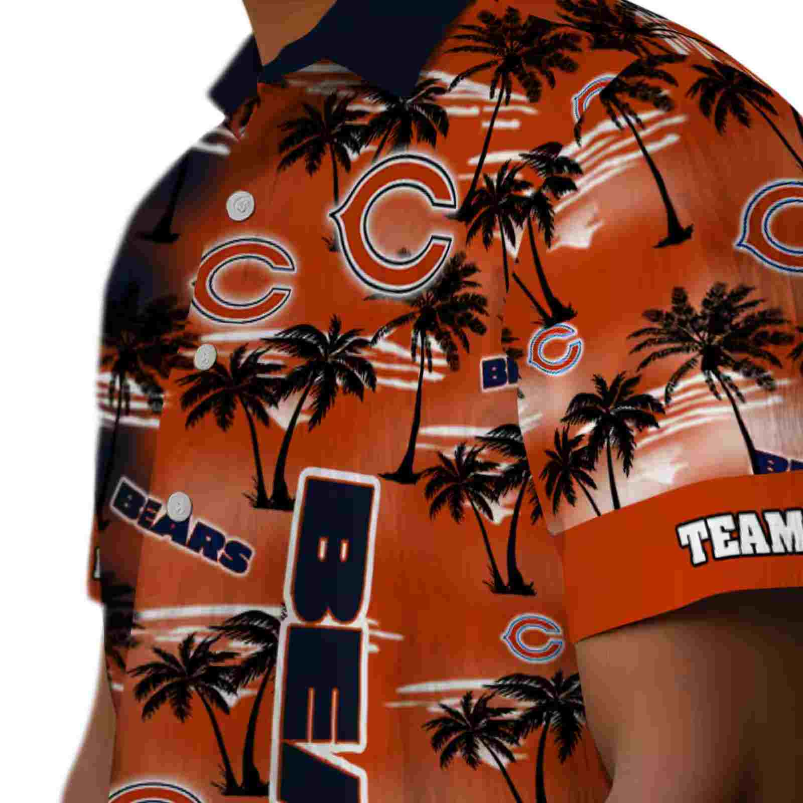 custom chicago bears palm silhouettes blue hawaiian shirt trendy