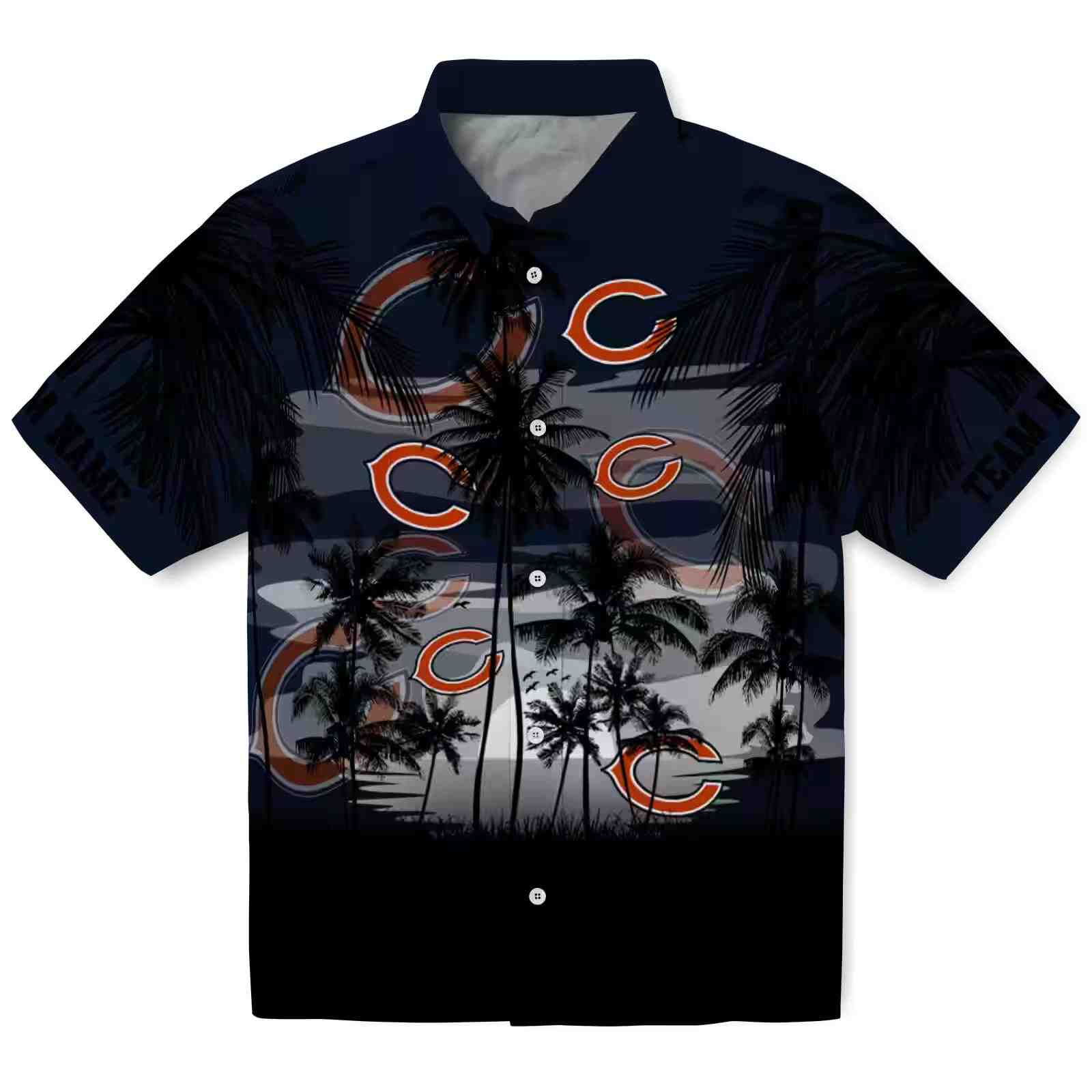 Custom Chicago Bears Sunset Scene Blue Black Hawaiian Shirt