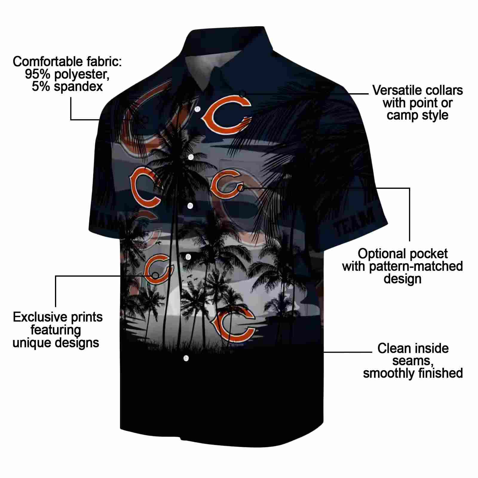 custom chicago bears sunset scene blue black hawaiian shirt new arrival