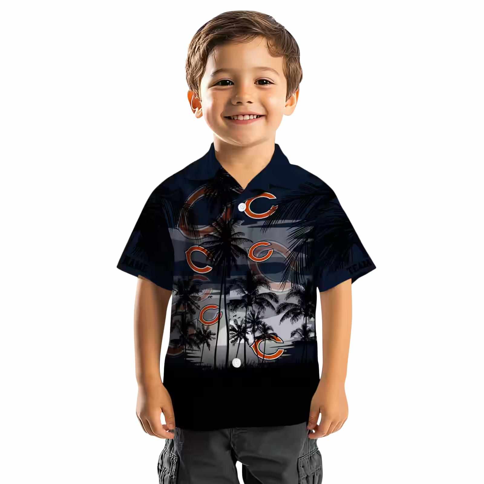 custom chicago bears sunset scene blue black hawaiian shirt top rated