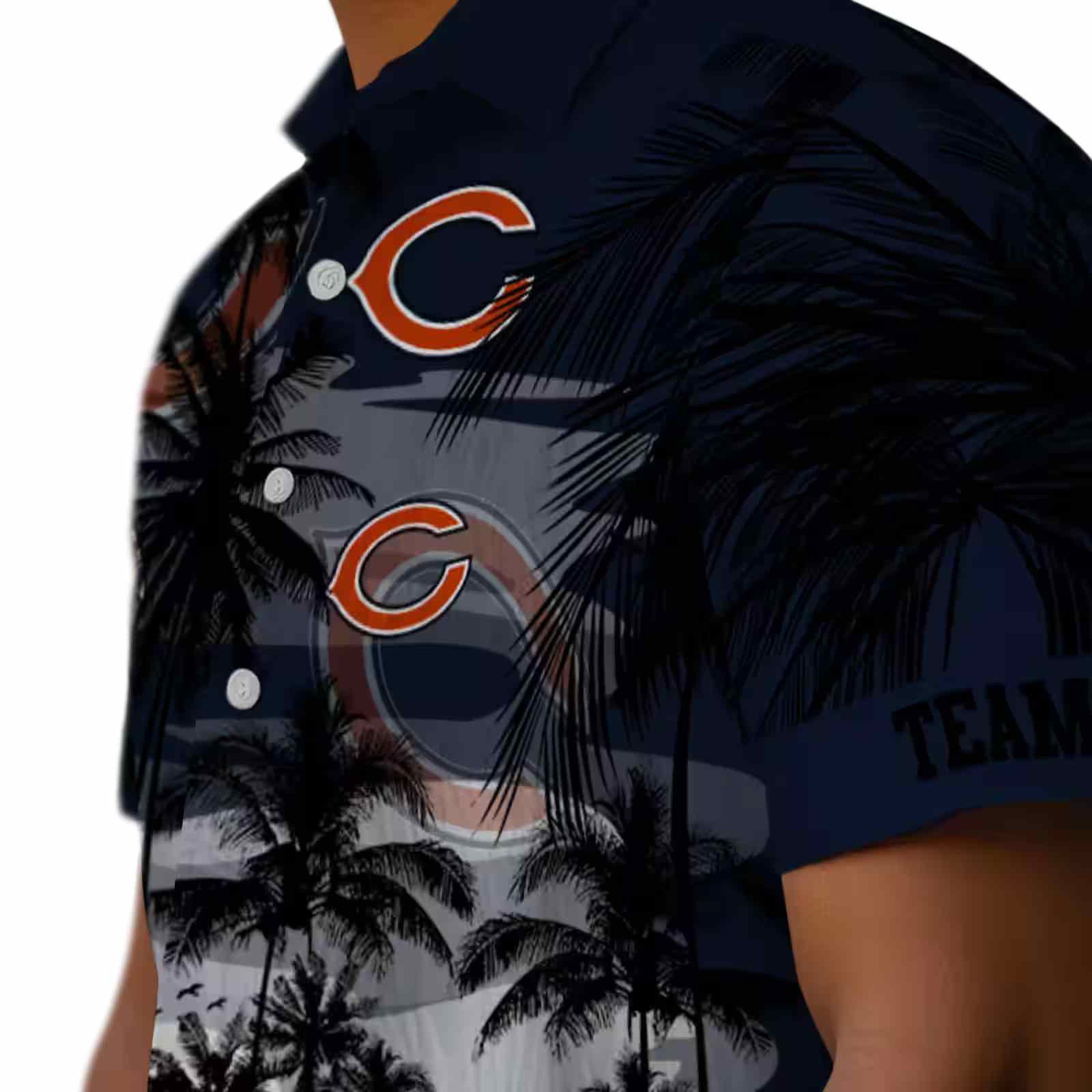 custom chicago bears sunset scene blue black hawaiian shirt trendy