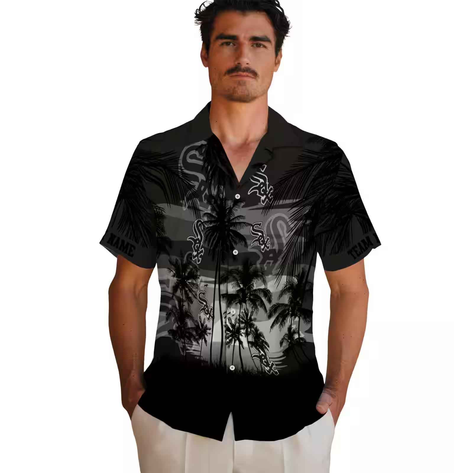 custom chicago white sox sunset scene black hawaiian shirt fashion forward