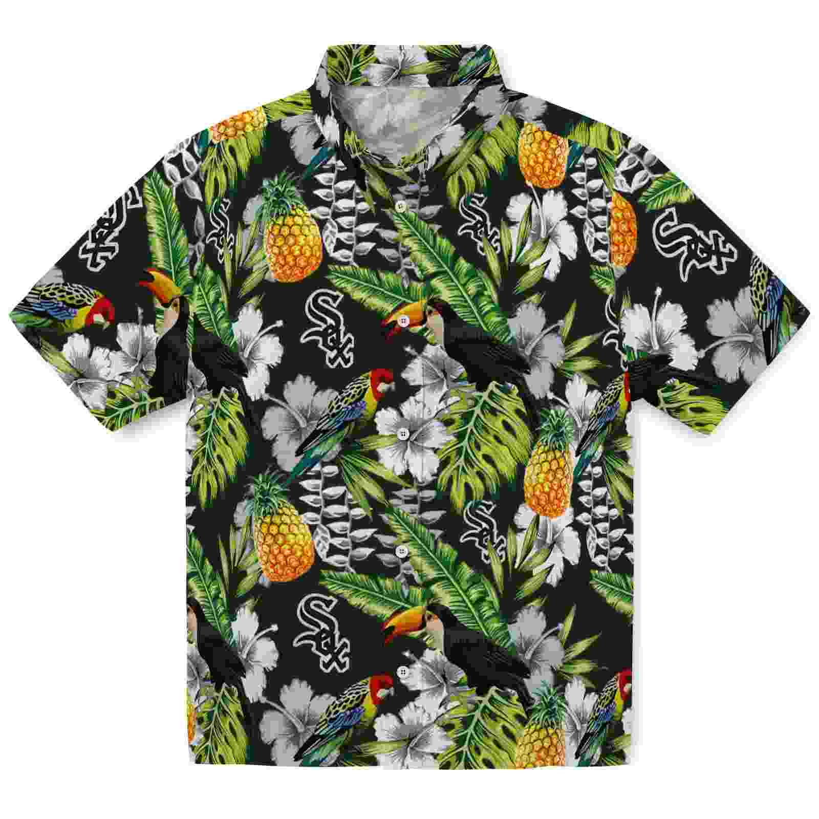 Custom Chicago White Sox Tropical Toucan Black Green Hawaiian Shirt