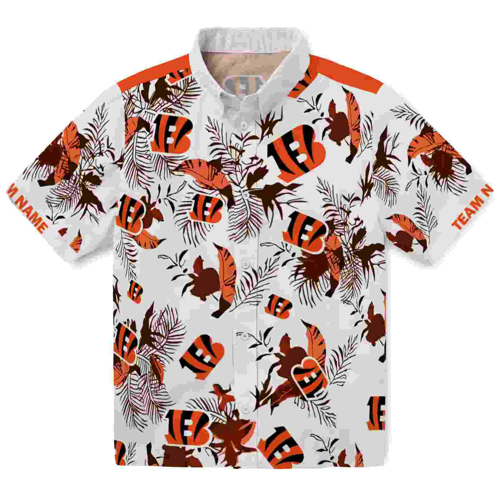 Custom Cincinnati Bengals Botanical Theme Orange White Hawaiian Shirt