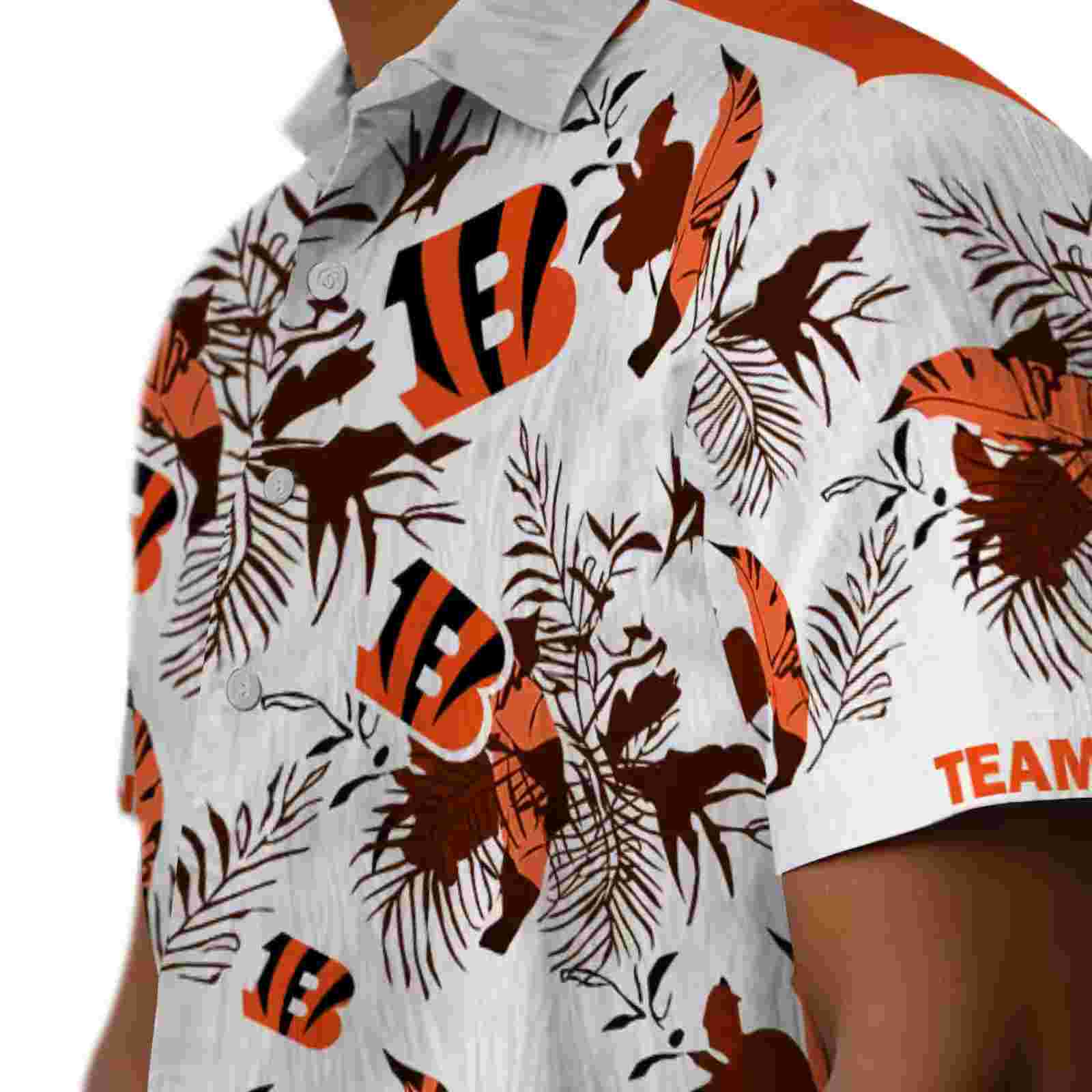 custom cincinnati bengals botanical theme orange white hawaiian shirt trendy