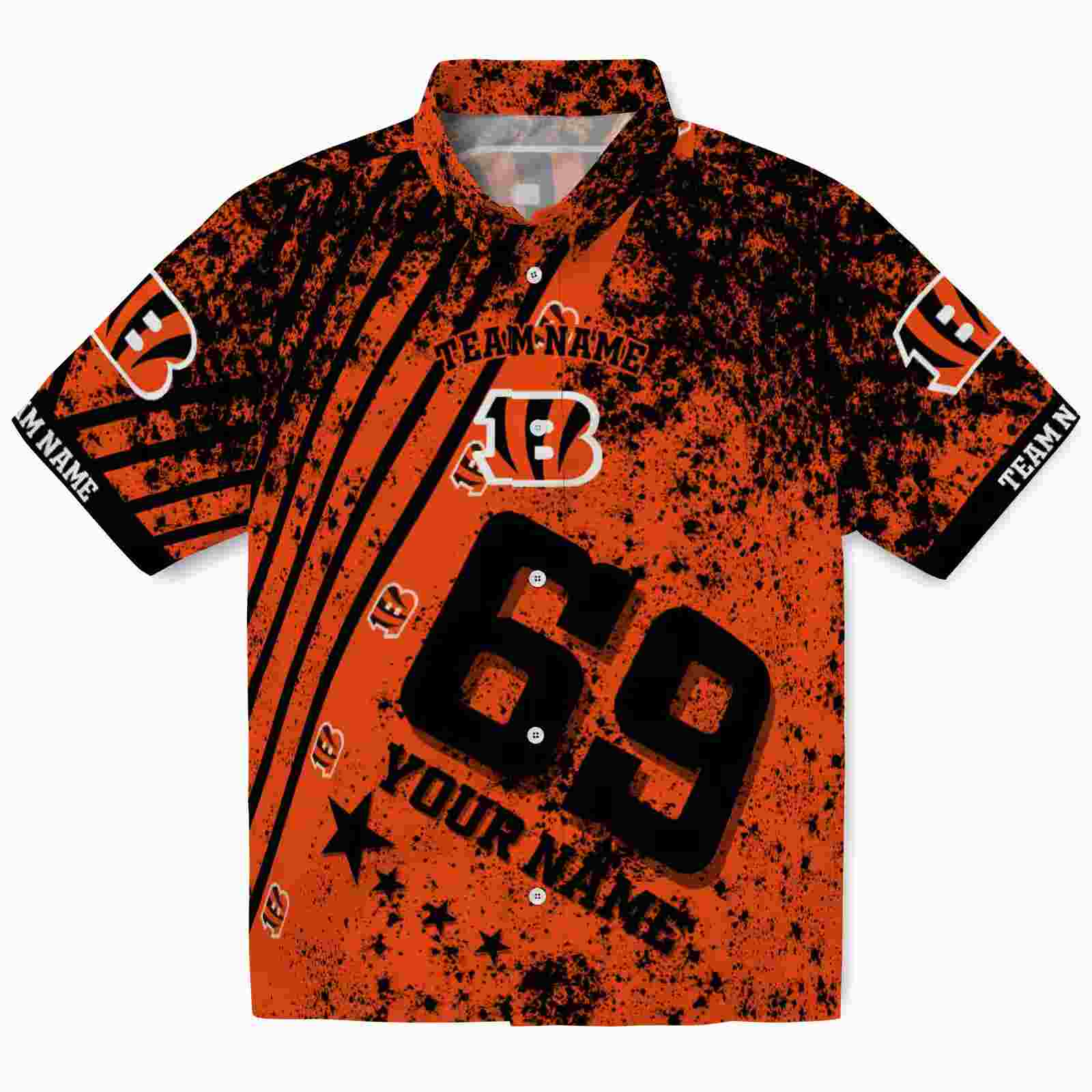 Custom Cincinnati Bengals Star Stripes Orange Hawaiian Shirt