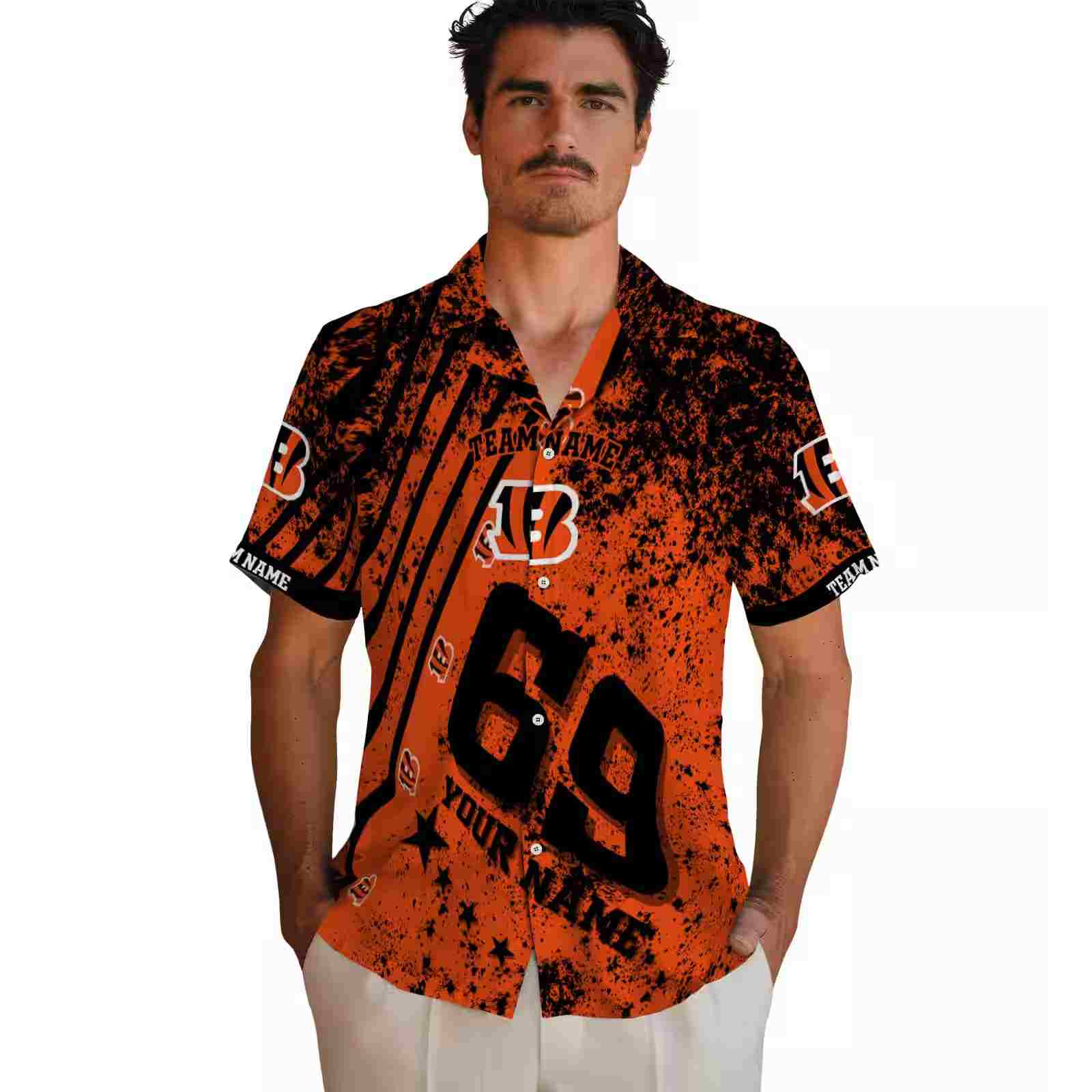 custom cincinnati bengals star stripes orange hawaiian shirt fashion forward