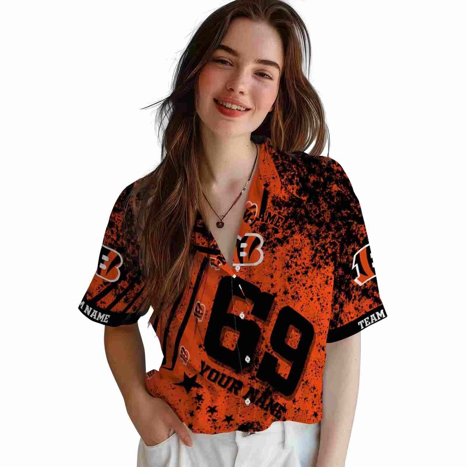 custom cincinnati bengals star stripes orange hawaiian shirt latest model