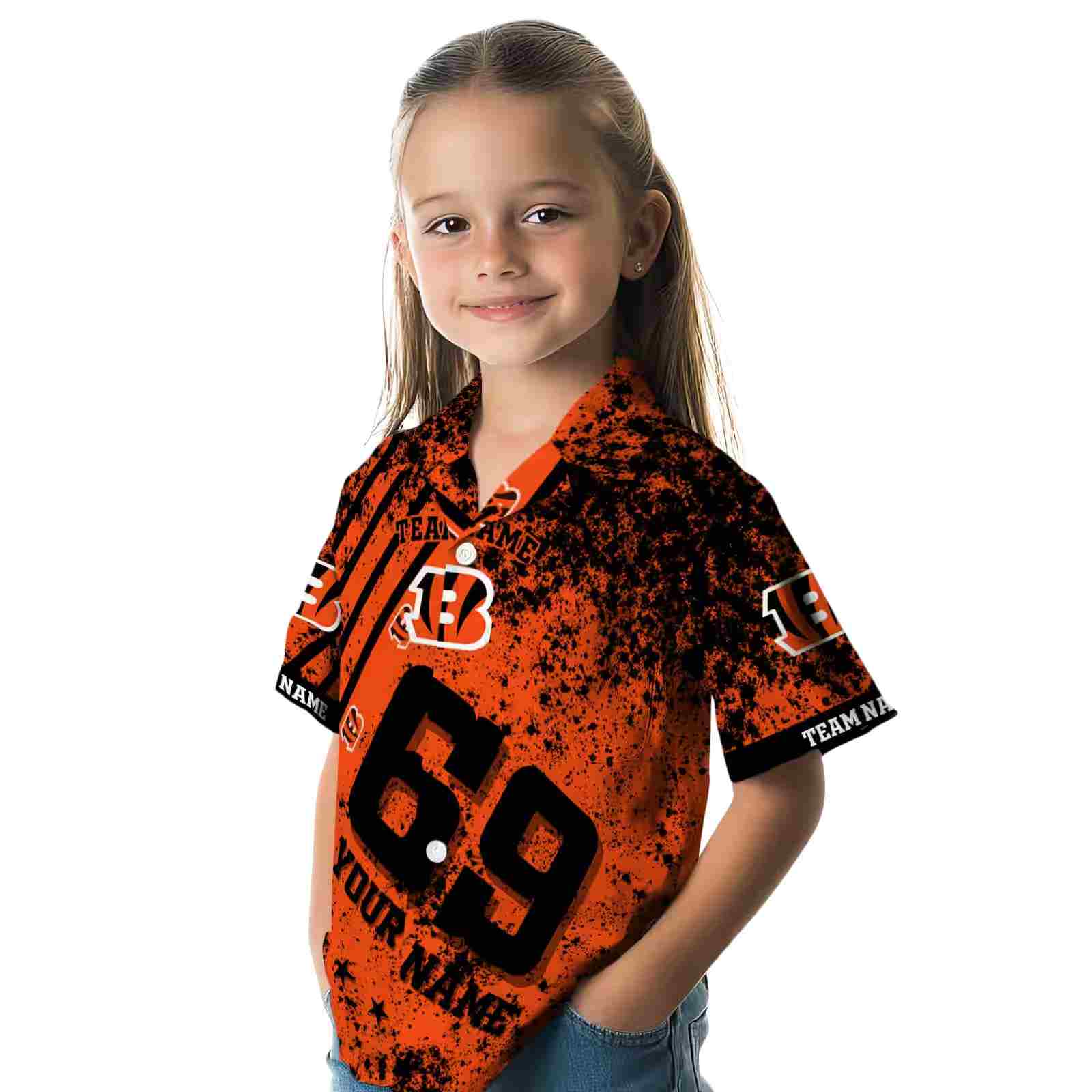 custom cincinnati bengals star stripes orange hawaiian shirt premium grade