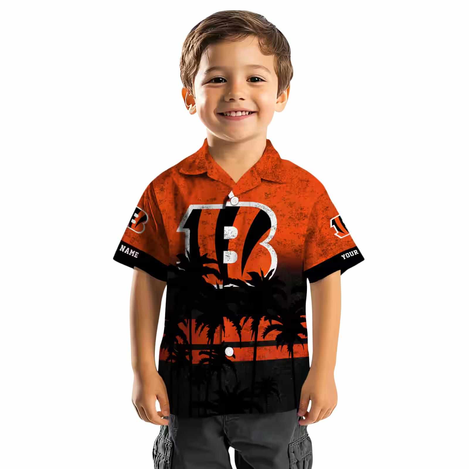 custom cincinnati bengals sunset pattern orange black hawaiian shirt top rated