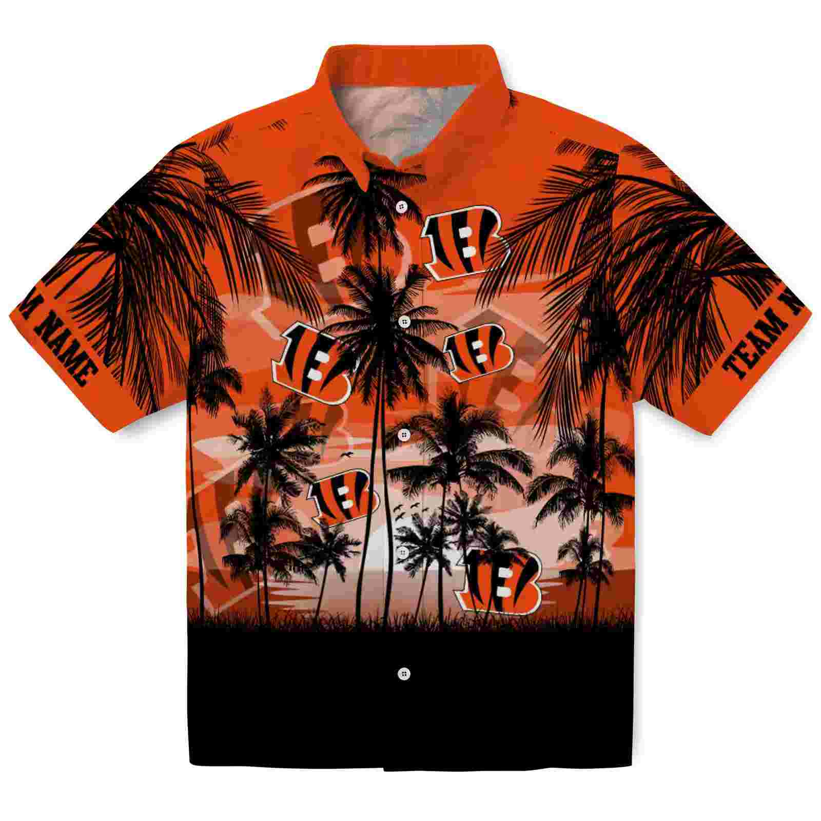 Custom Cincinnati Bengals Sunset Scene Orange Black Hawaiian Shirt