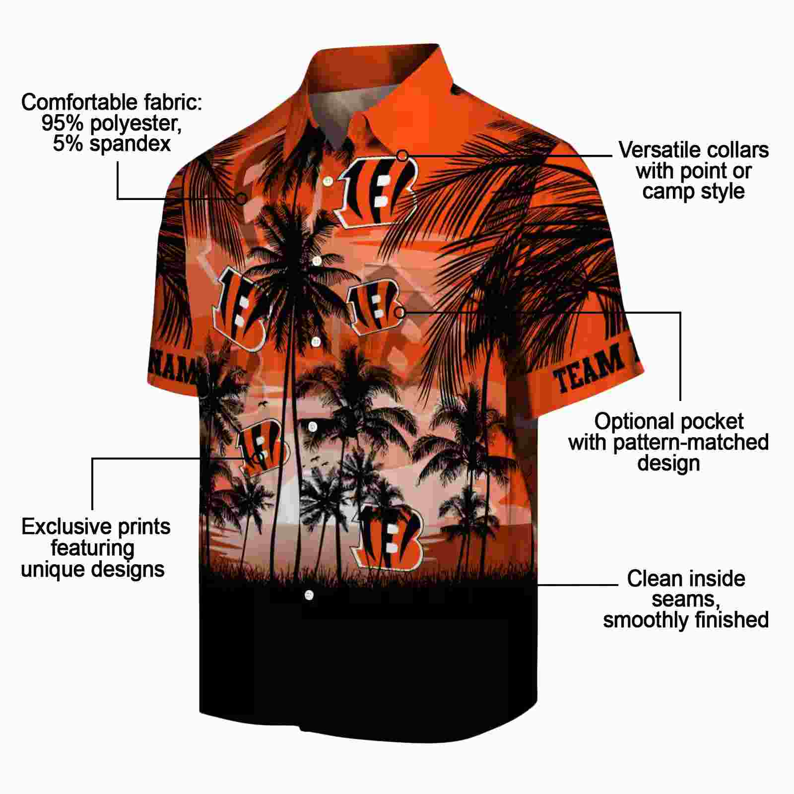 custom cincinnati bengals sunset scene orange black hawaiian shirt new arrival