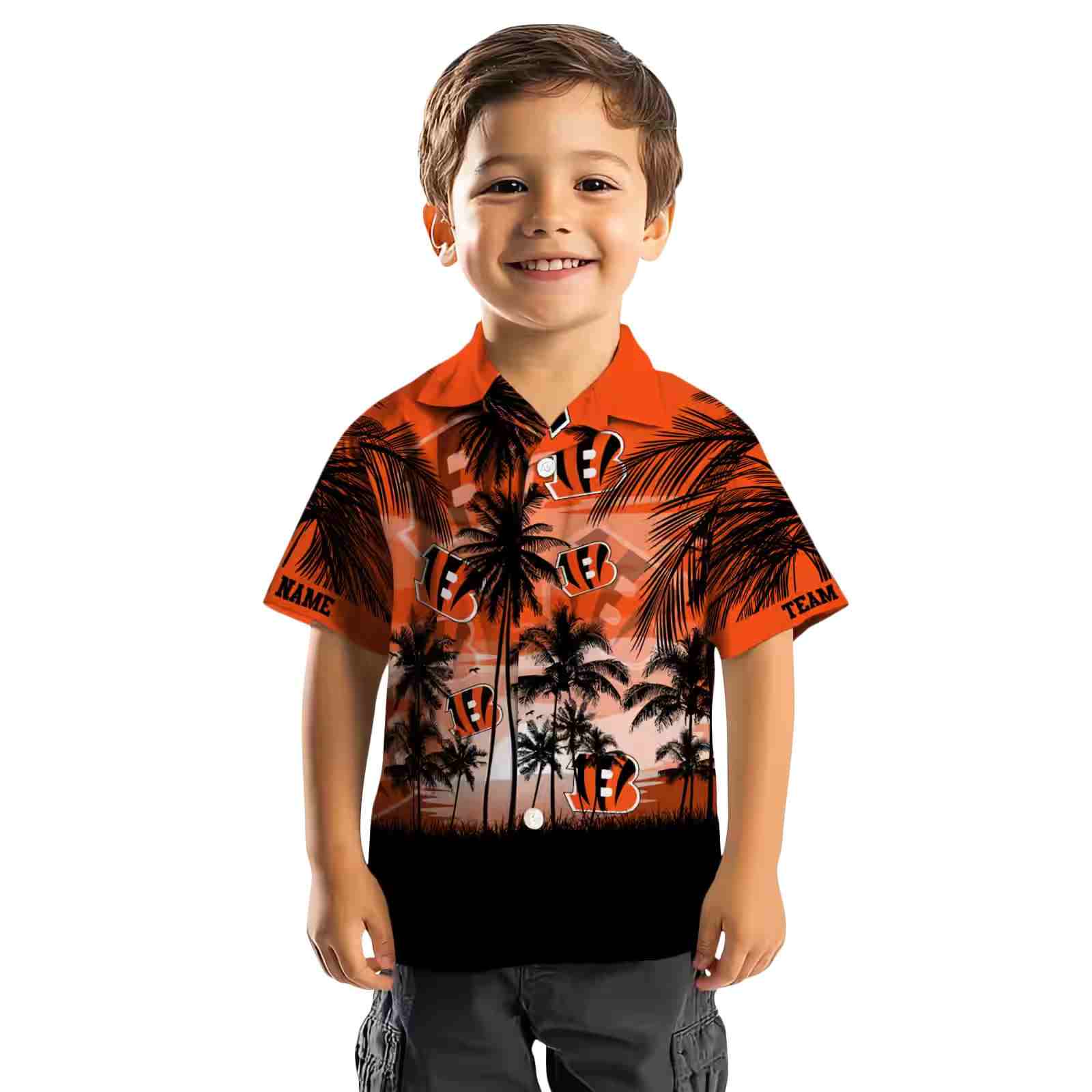 custom cincinnati bengals sunset scene orange black hawaiian shirt top rated