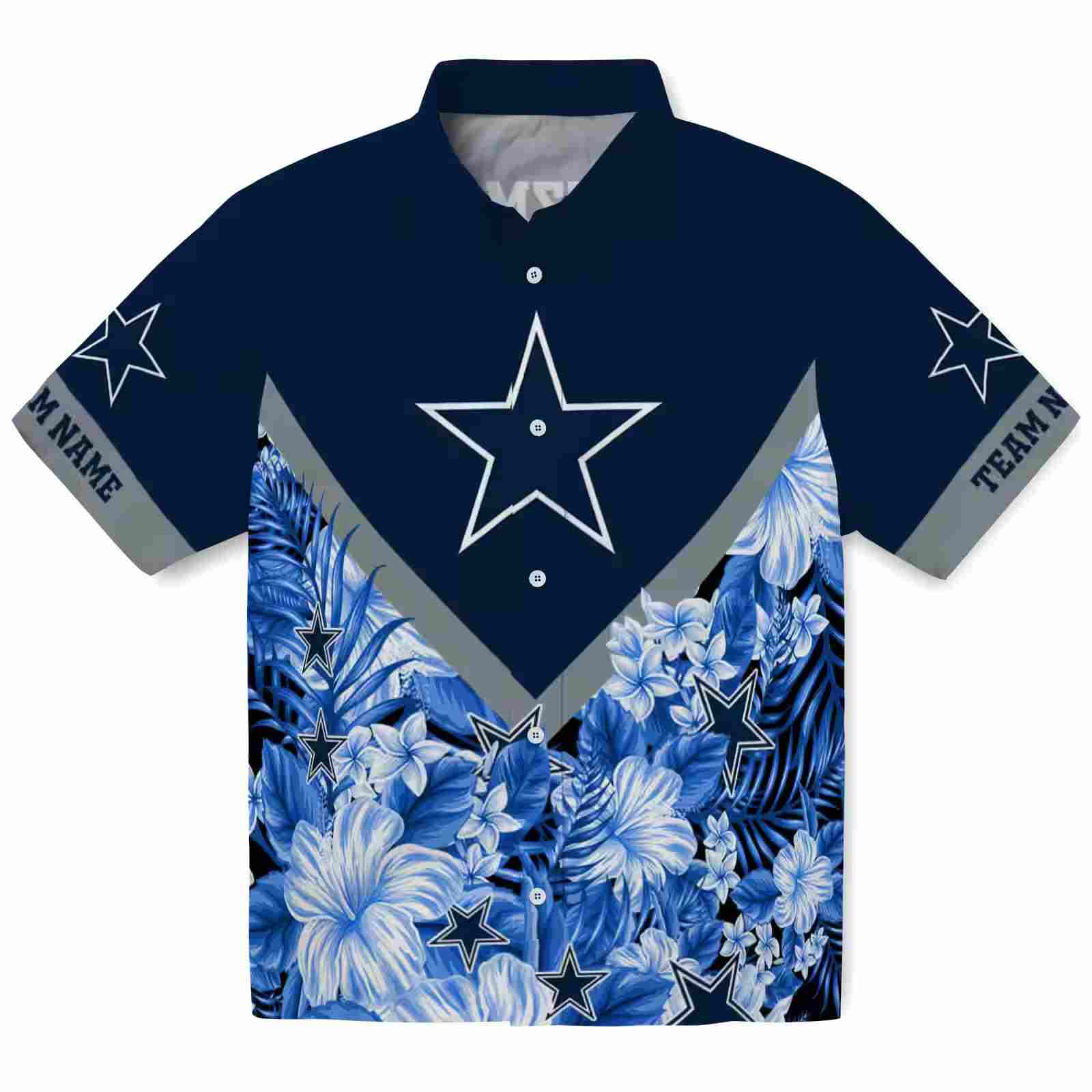 Custom Dallas Cowboys Floral Chevron Blue Hawaiian Shirt