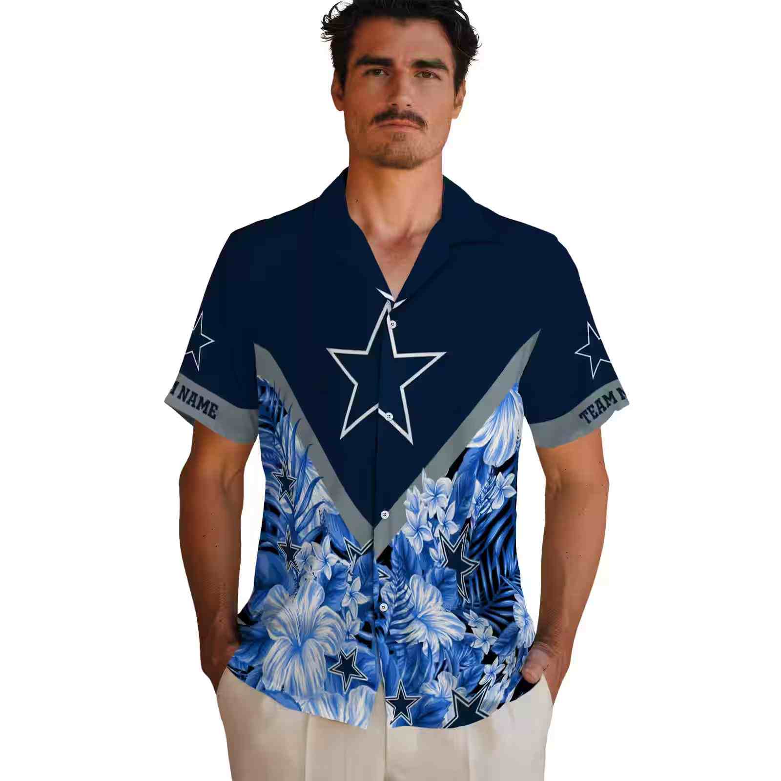 custom dallas cowboys floral chevron blue hawaiian shirt fashion forward