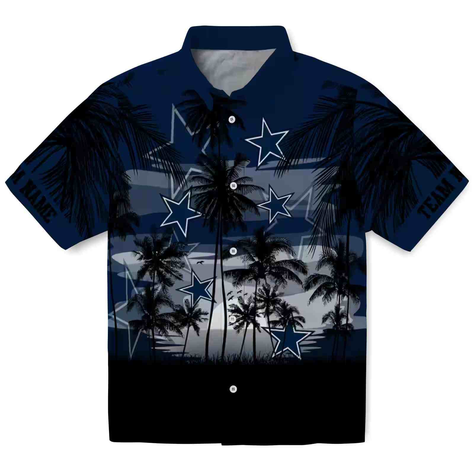 Custom Dallas Cowboys Sunset Scene Blue Black Hawaiian Shirt