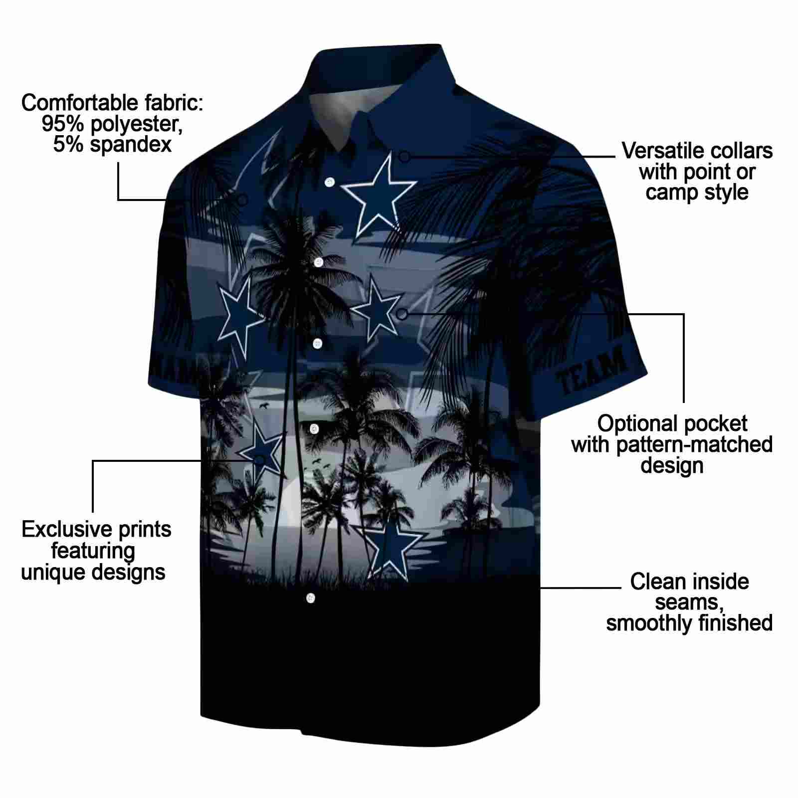 custom dallas cowboys sunset scene blue black hawaiian shirt new arrival