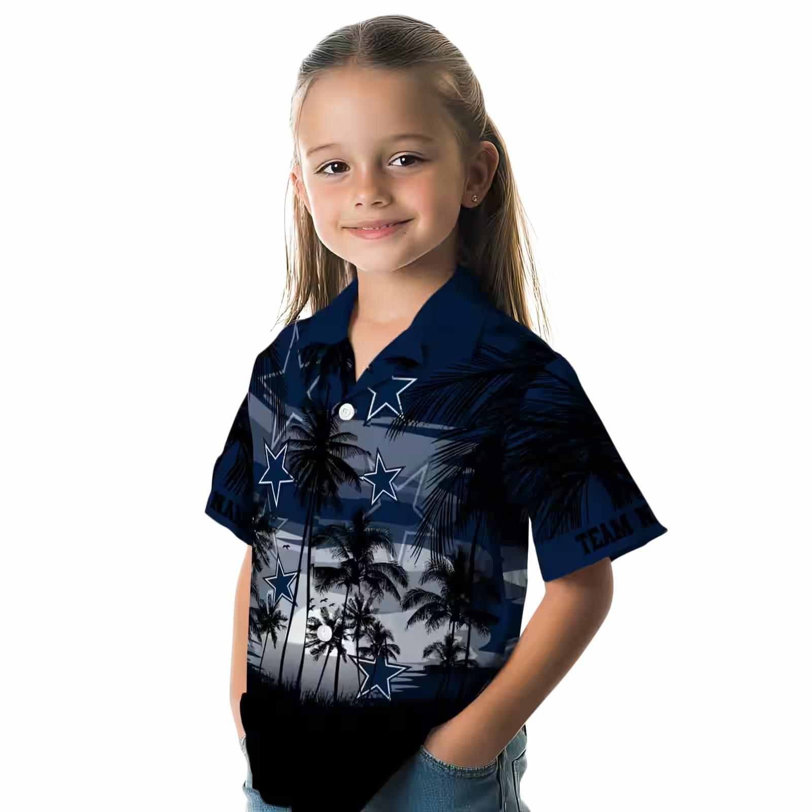 custom dallas cowboys sunset scene blue black hawaiian shirt premium grade