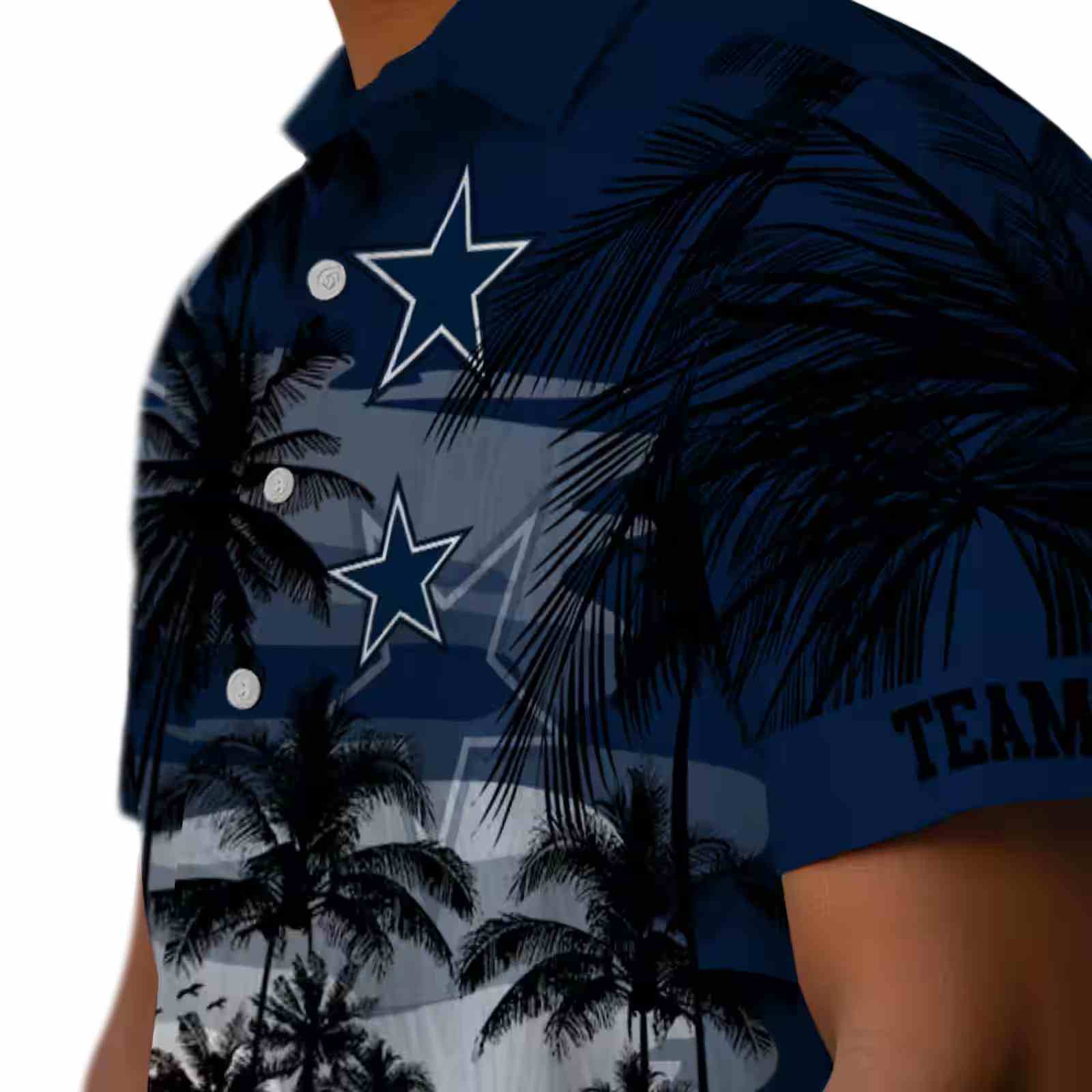 custom dallas cowboys sunset scene blue black hawaiian shirt trendy