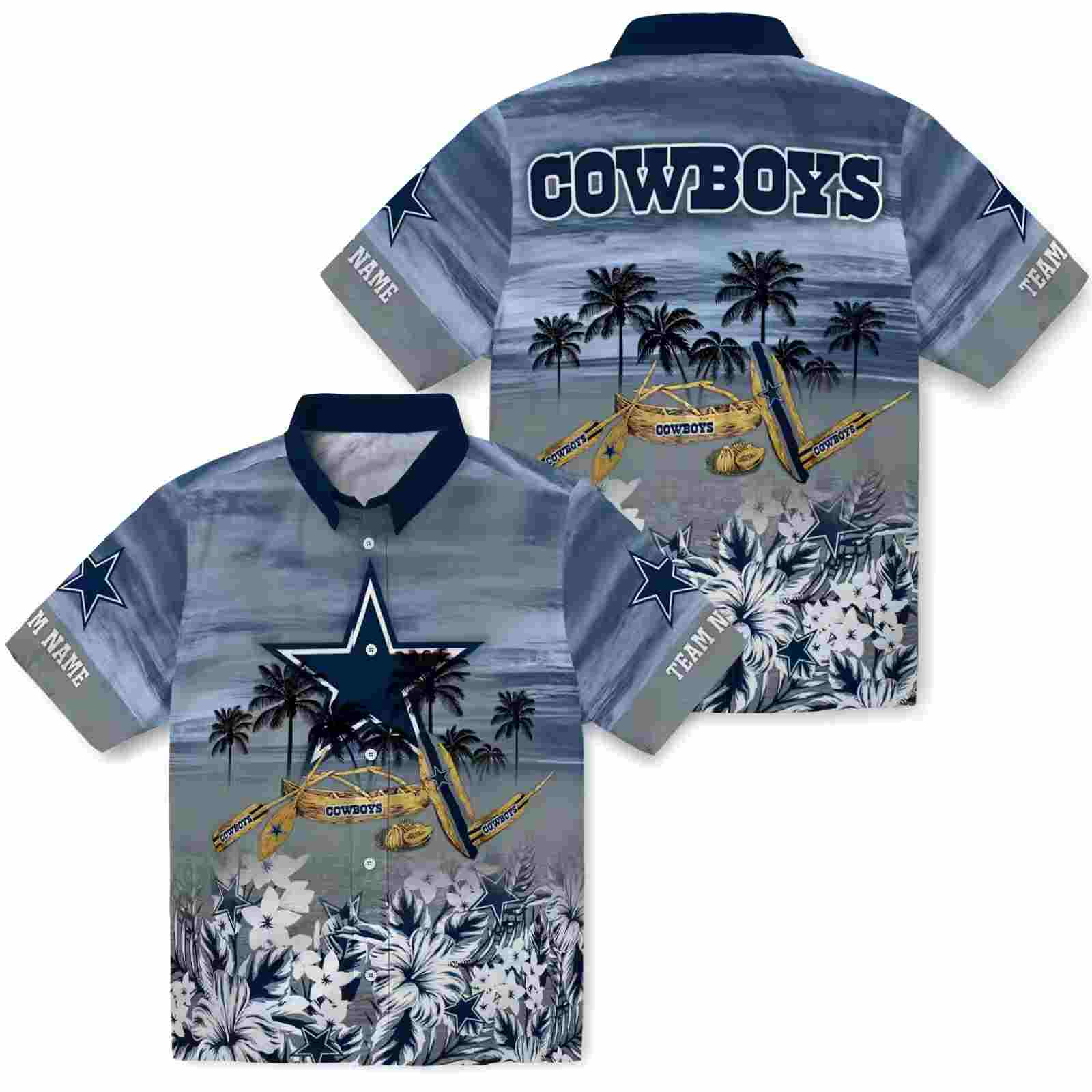 custom dallas cowboys tropical canoe blue hawaiian shirt high quality