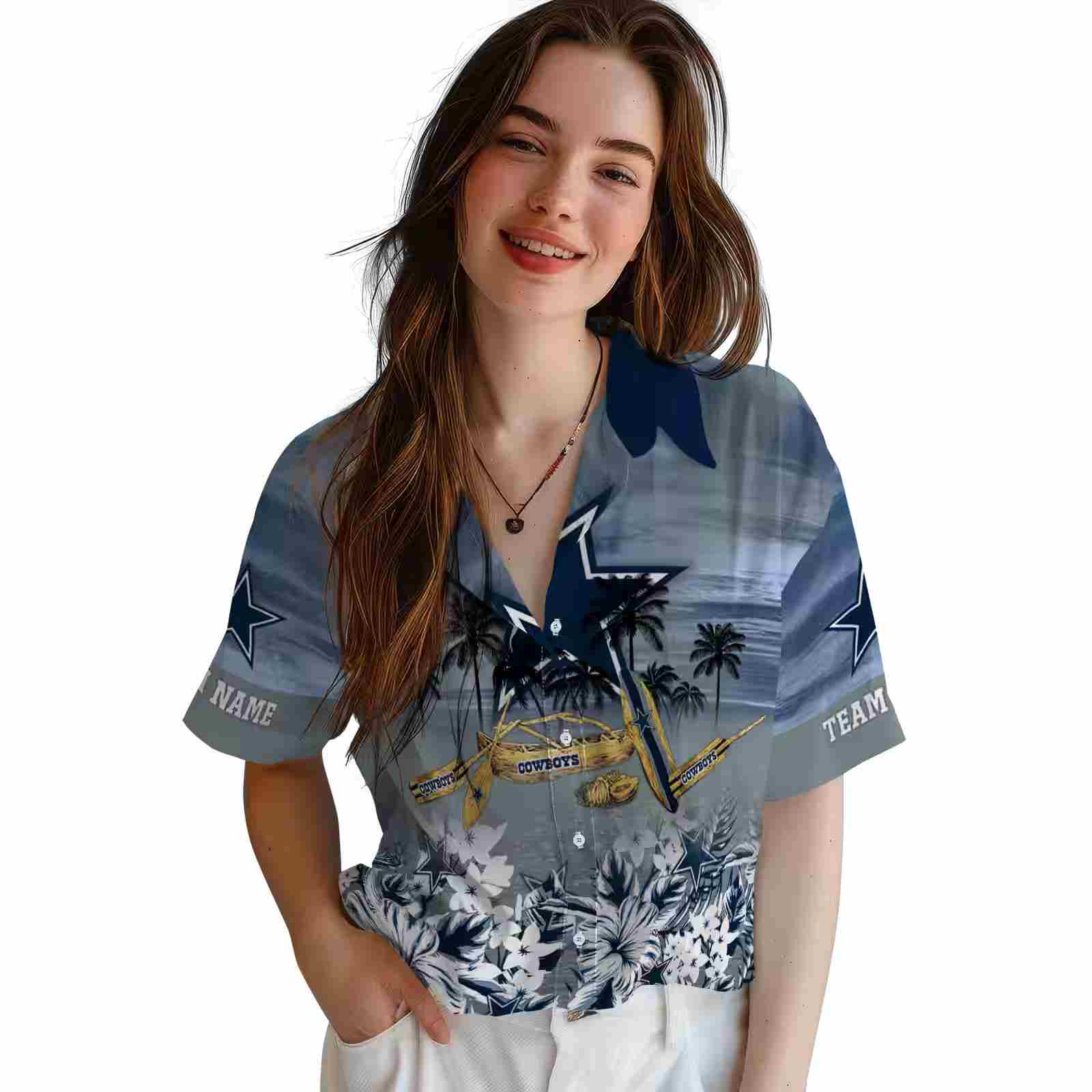 custom dallas cowboys tropical canoe blue hawaiian shirt latest model