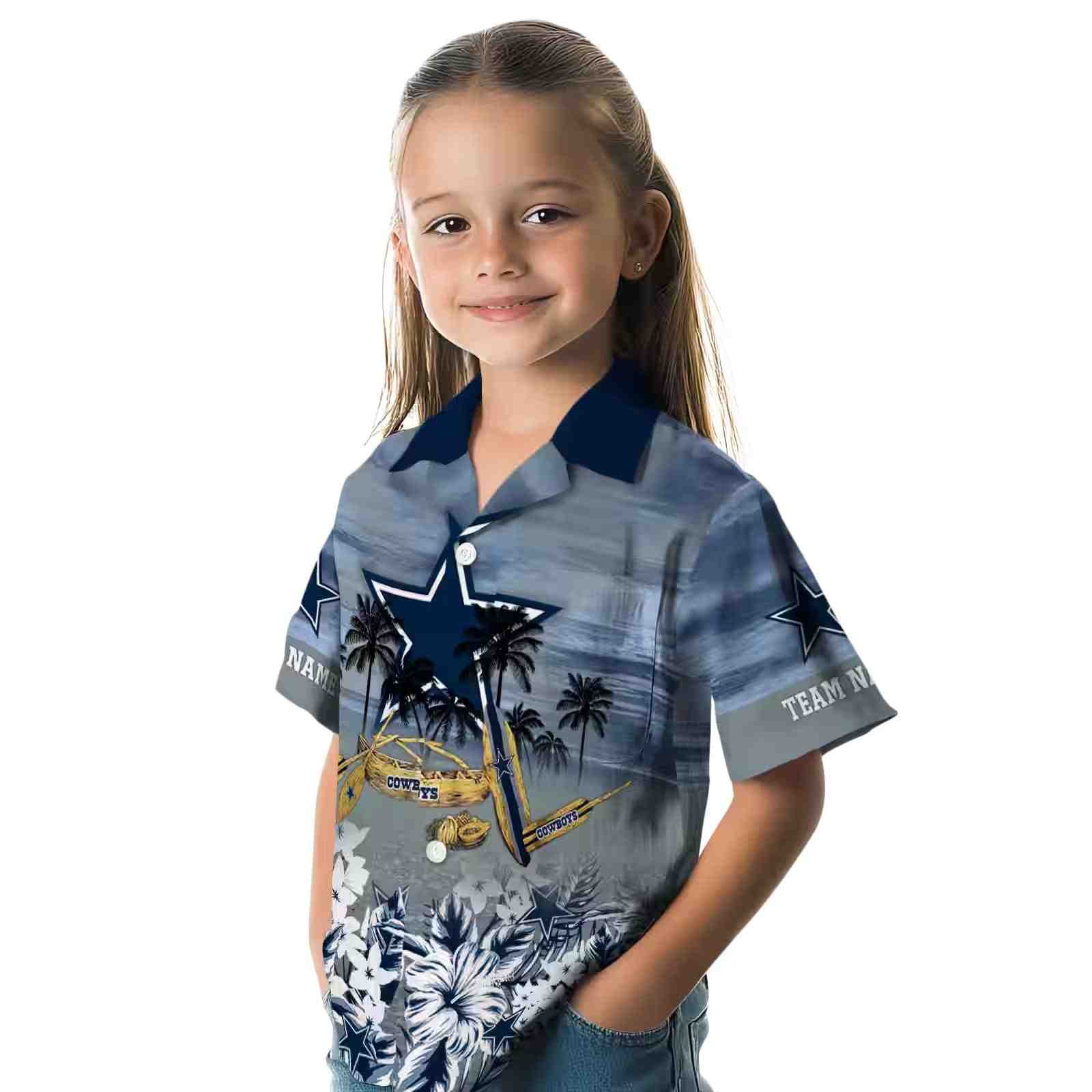 custom dallas cowboys tropical canoe blue hawaiian shirt premium grade