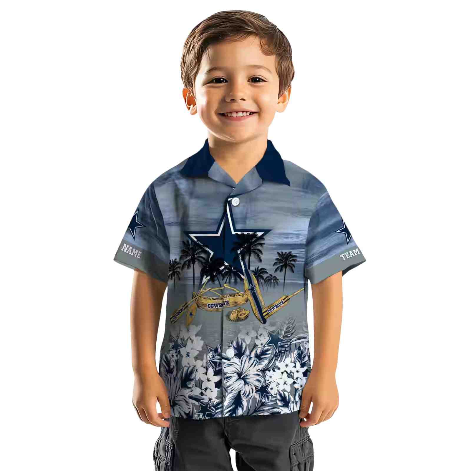 custom dallas cowboys tropical canoe blue hawaiian shirt top rated