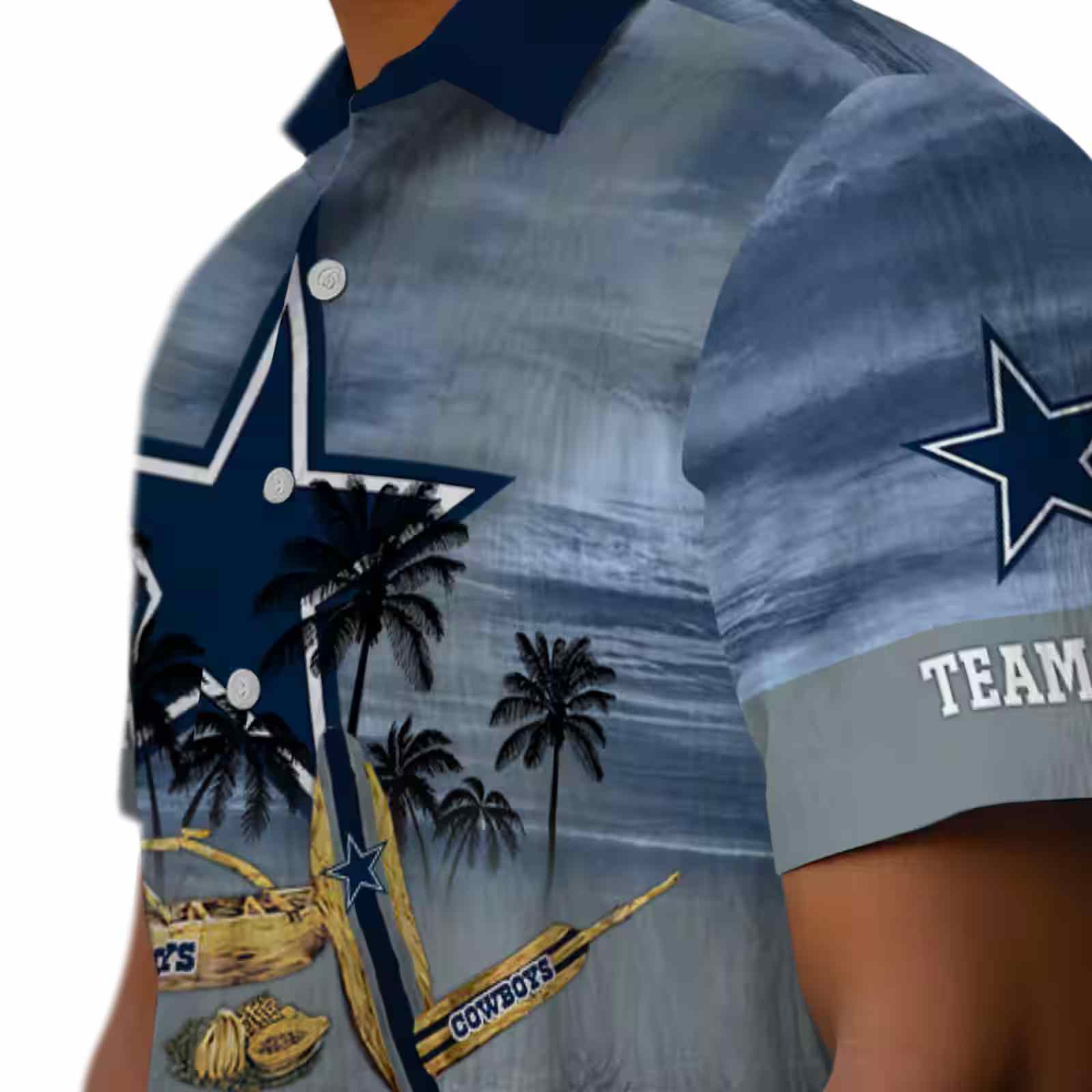 custom dallas cowboys tropical canoe blue hawaiian shirt trendy